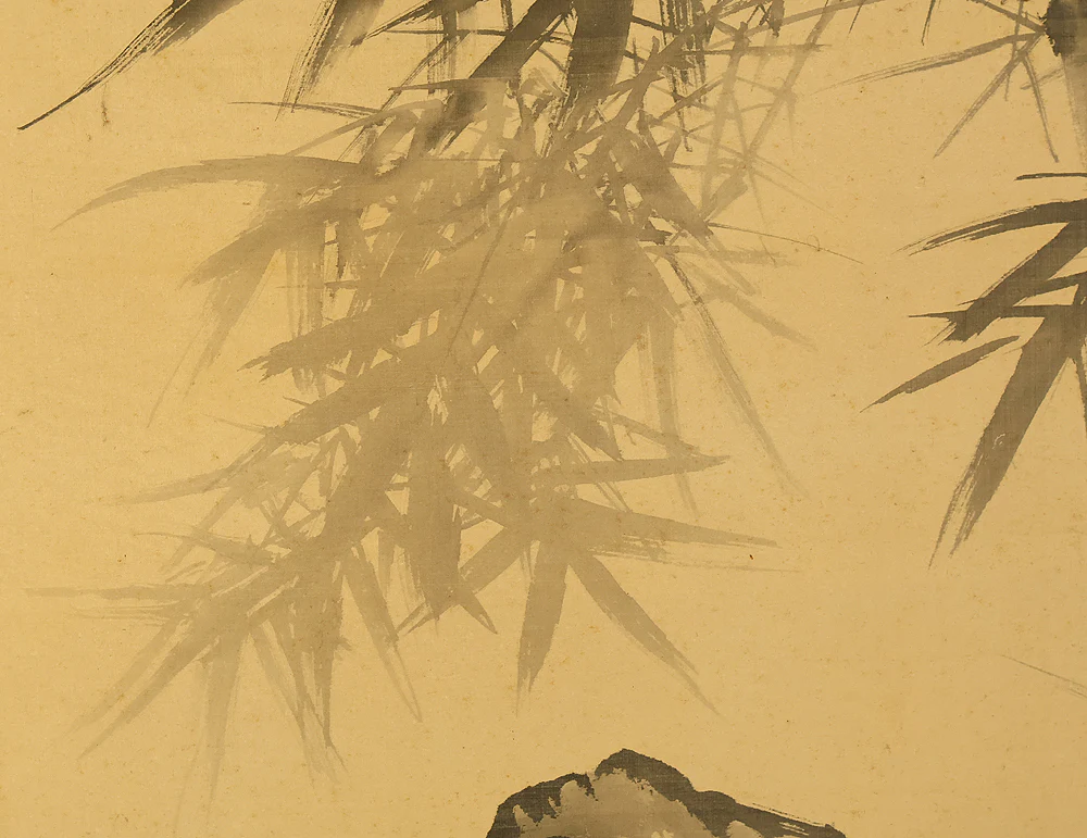 梥谿 Shokei Suiboku Ink Pine Tree, Bamboo, Taihu Stone, and Reishi Mushroom Byobu Two Panels Folding Screens Room Dividers VA953 - Image 22