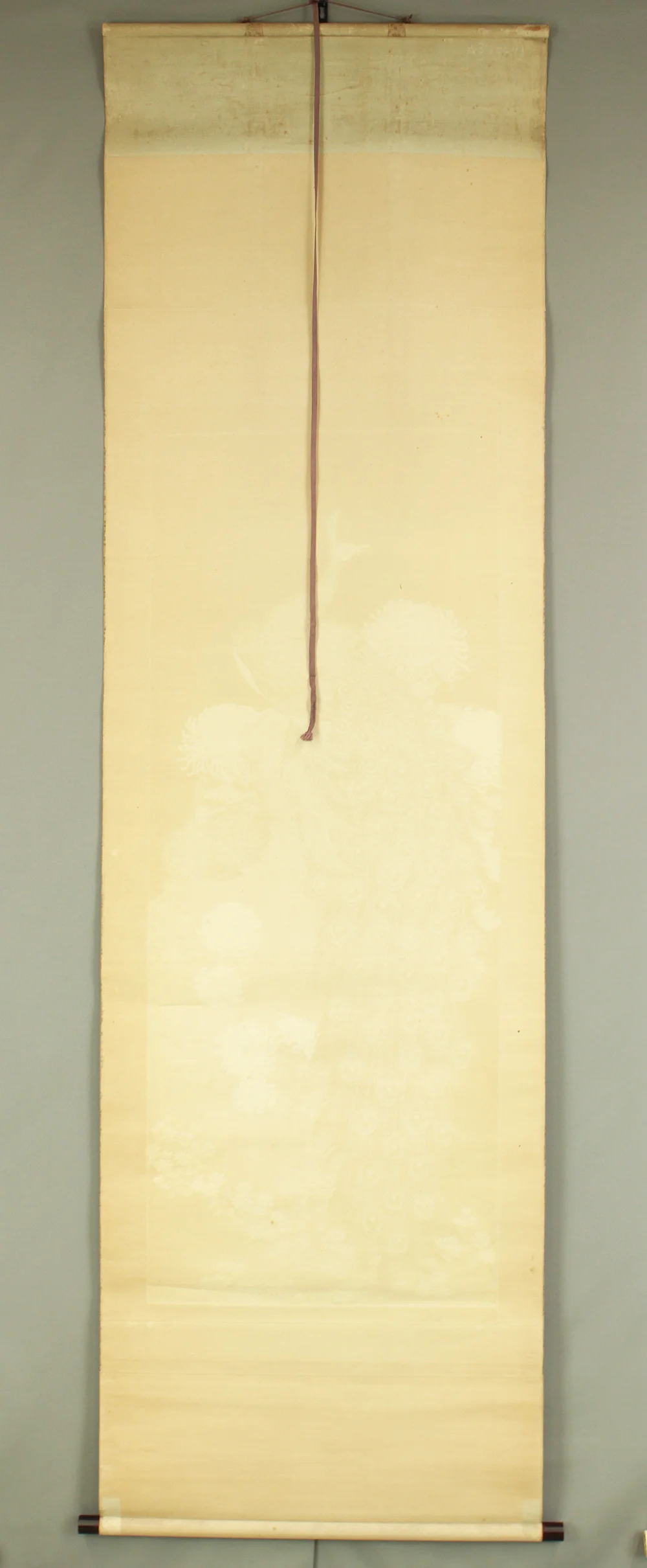 松僊 Shosen Japanese art kakejiku kakemono wall hanging scroll / Two Peafowls Peacock Large and Small Chrysanthemums RC152 - Image 23