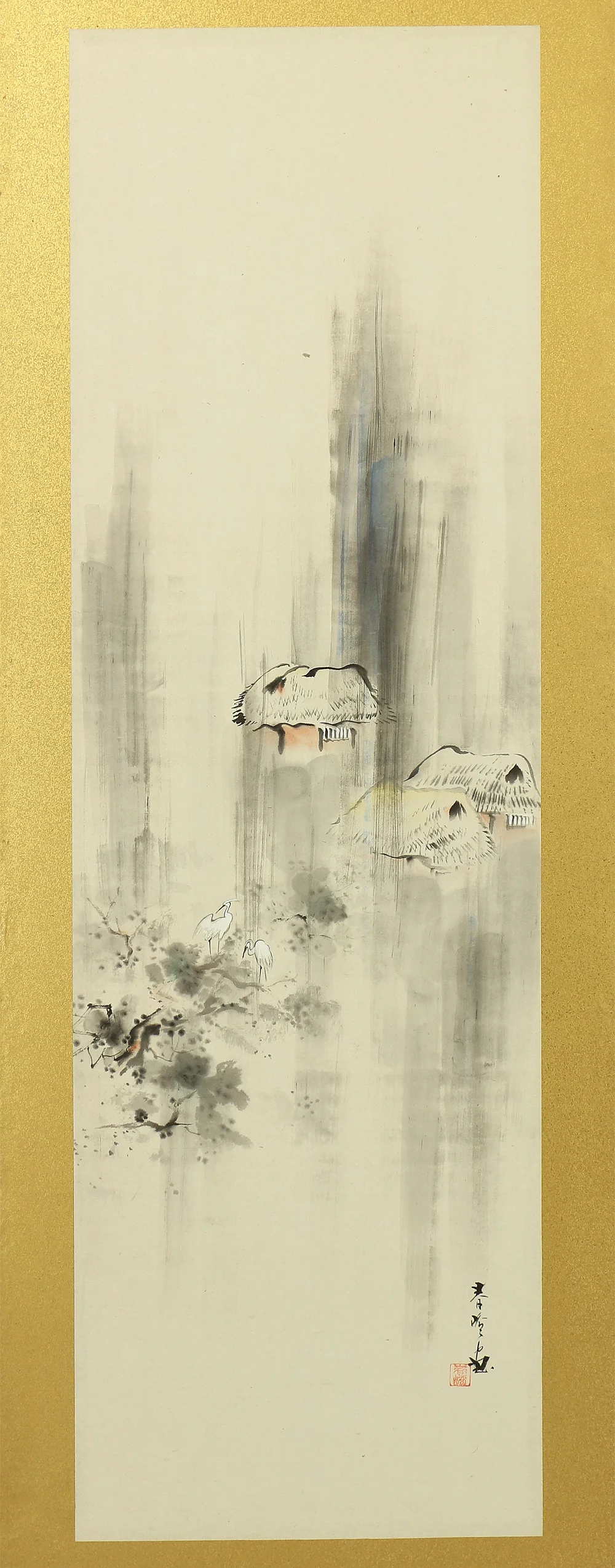 春嶠 Shunkyo Japanese Room divider Byobu 6 panels Folding screen / Four Season's Landscape Scenery V864 - Image 15