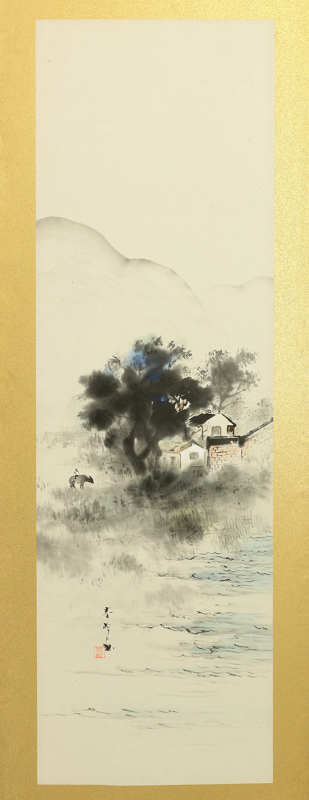 春嶠 Shunkyo Japanese Room divider Byobu 6 panels Folding screen / Four Season's Landscape Scenery V864 - Image 20