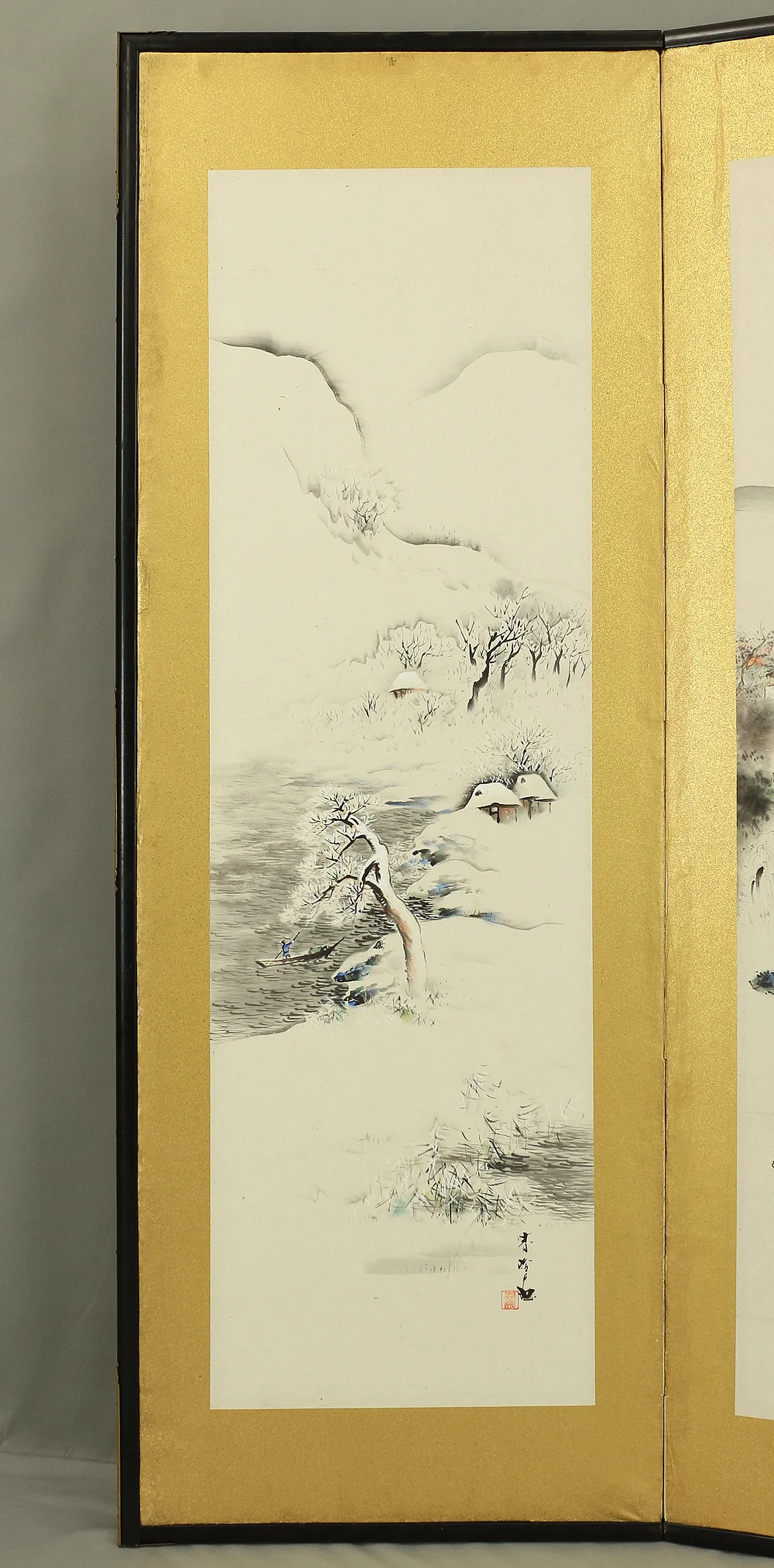 春嶠 Shunkyo Japanese Room divider Byobu 6 panels Folding screen / Four Season's Landscape Scenery V864 - Image 29