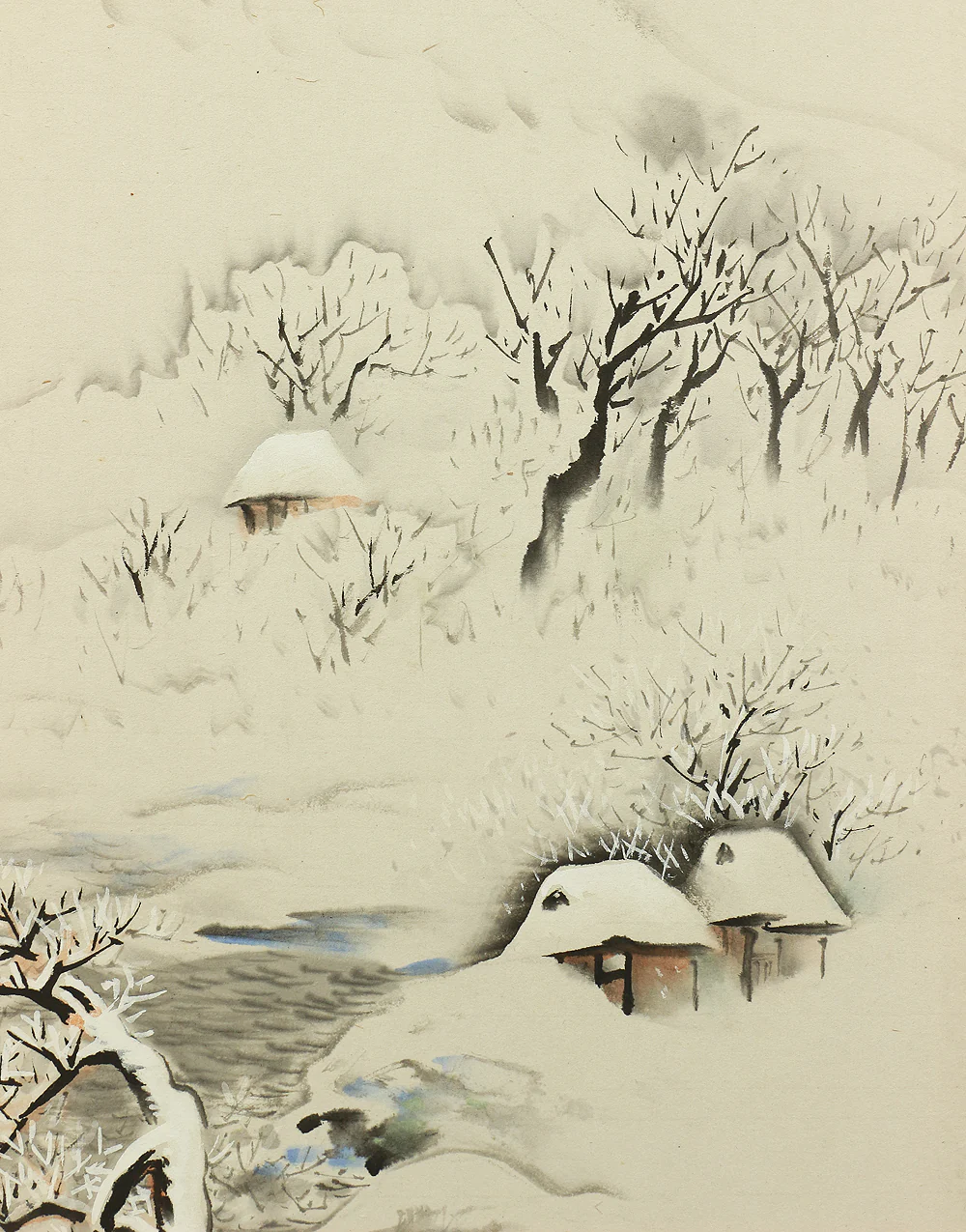 春嶠 Shunkyo Japanese Room divider Byobu 6 panels Folding screen / Four Season's Landscape Scenery V864 - Image 32