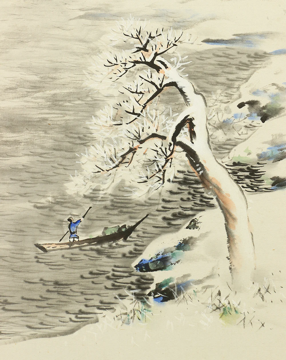 春嶠 Shunkyo Japanese Room divider Byobu 6 panels Folding screen / Four Season's Landscape Scenery V864 - Image 33