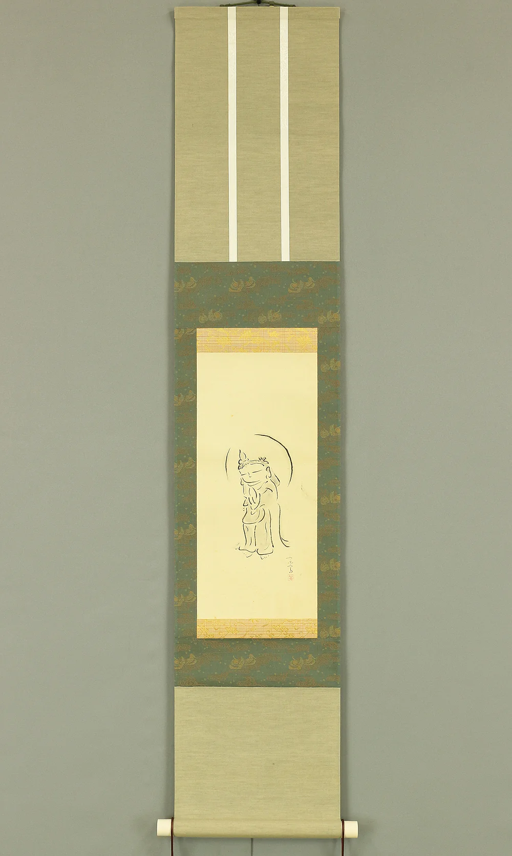 宗斎 Sosai "Benevolent bodhisattva kannon bosatsu" Showa period (1926-1989) / Japanese Buddhism kakejiku kakemono wall hanging scroll W491 - Image 2