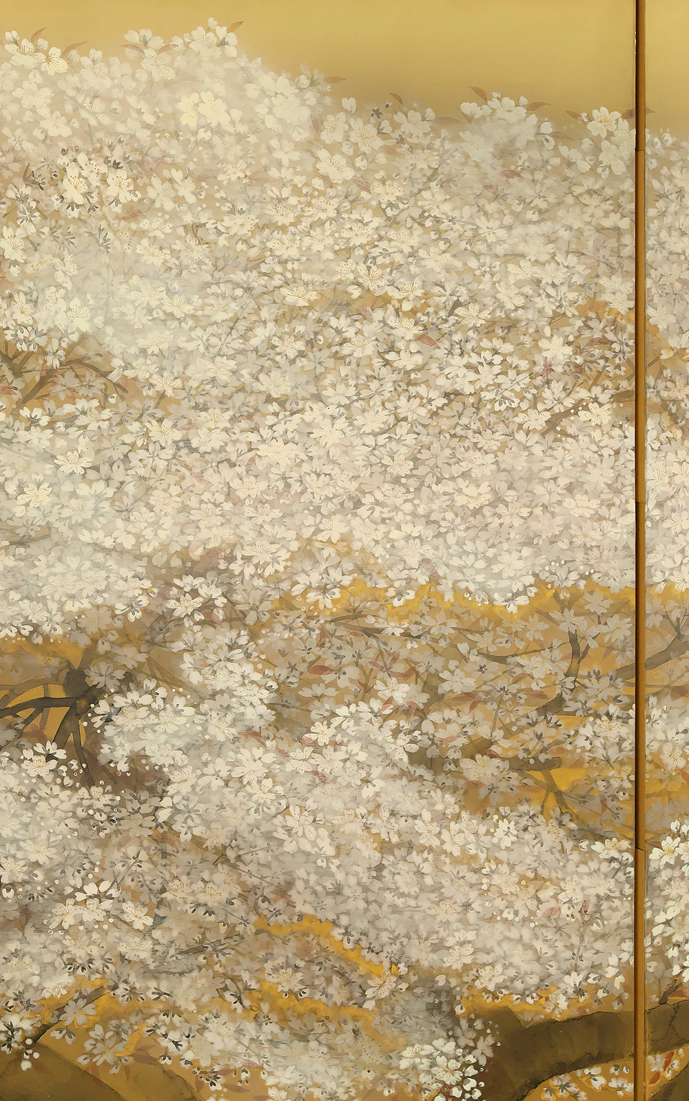 翠芳 Suiho "Cherry Blossoms and Rising Sun" Byobu Four Panels Folding Screens Room Dividers VA959 - Image 8