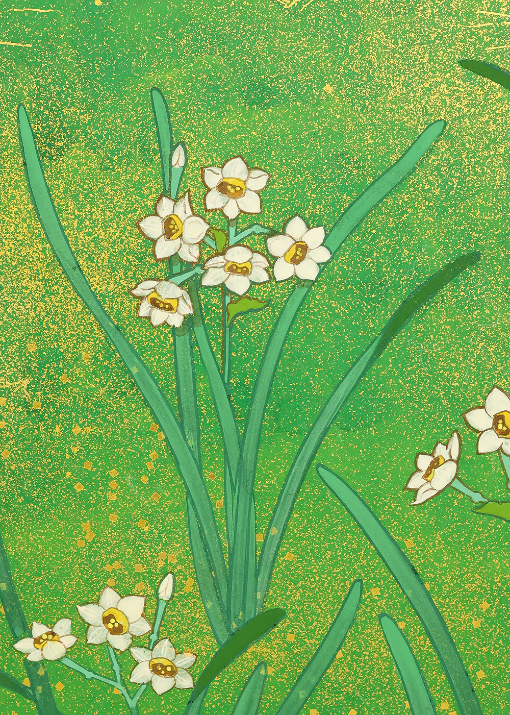 翠芳 Suiho "First Quarter Moon Waves and Flowers" Byobu Four Panels Folding Screens Room Dividers VA960 - Image 15