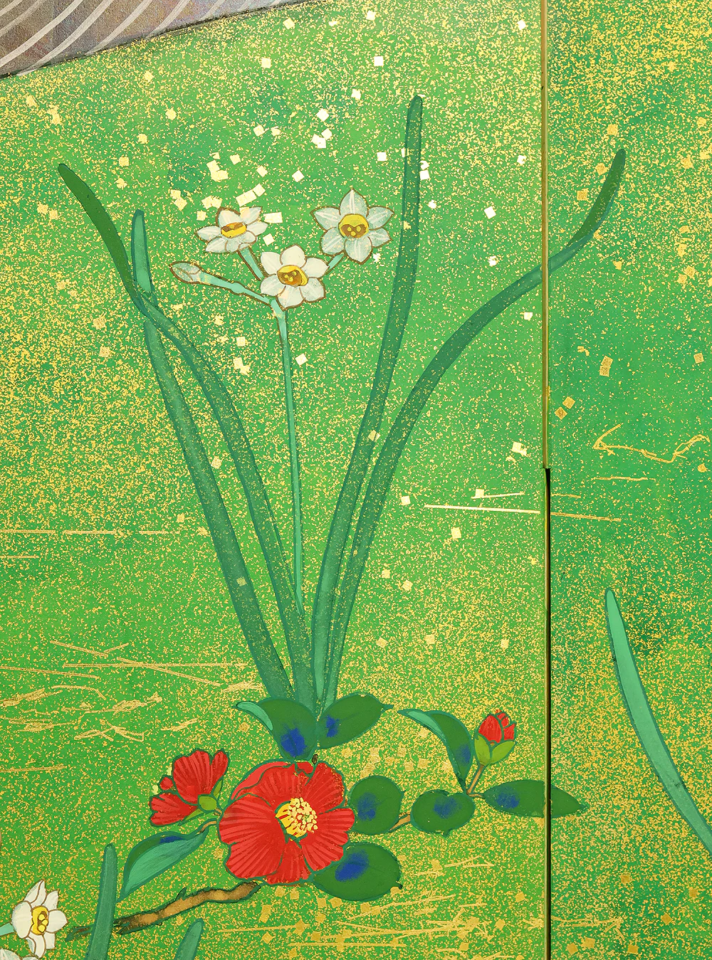 翠芳 Suiho "First Quarter Moon Waves and Flowers" Byobu Four Panels Folding Screens Room Dividers VA960 - Image 17