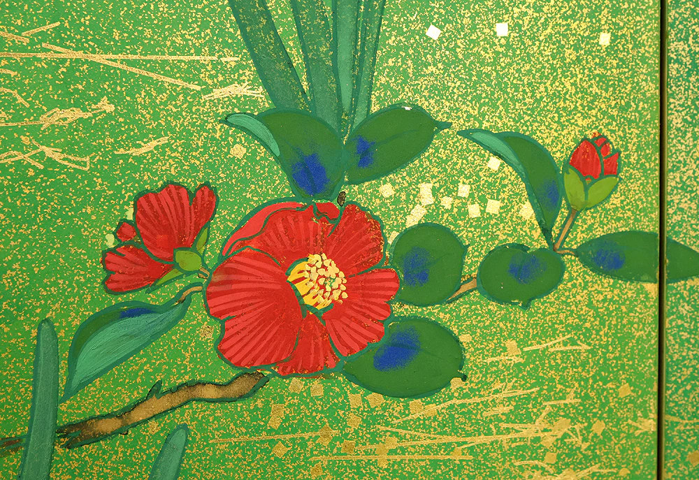 翠芳 Suiho "First Quarter Moon Waves and Flowers" Byobu Four Panels Folding Screens Room Dividers VA960 - Image 18