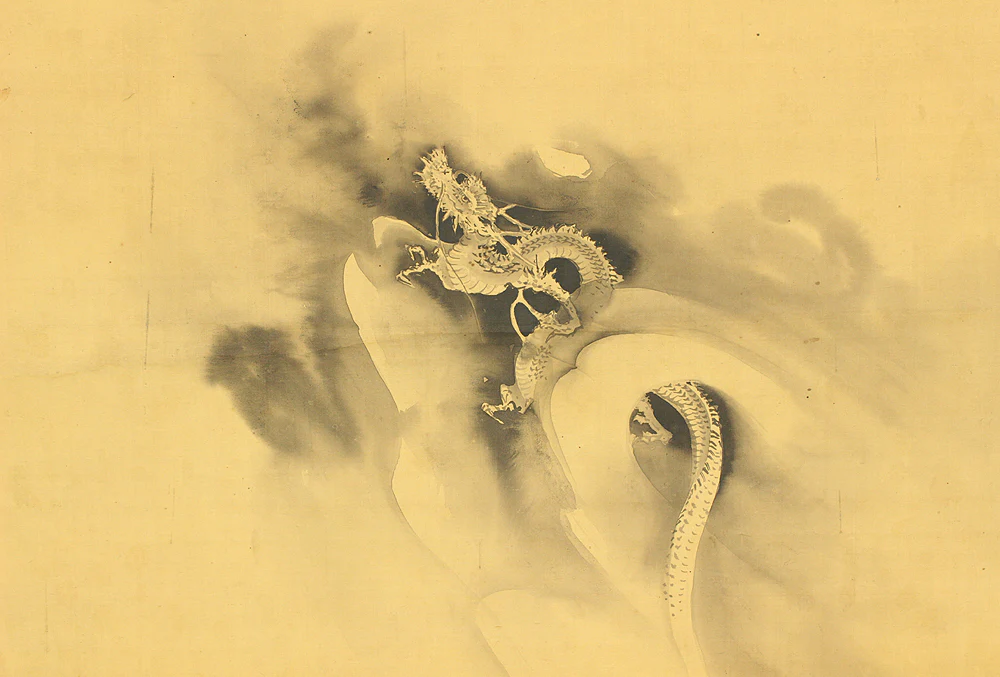 稲香 Toko Japanese art kakejiku kakemono wall hanging scroll / Drawing of Dragons Crossing Over Mount Fuji 富士越龍図 RC981 - Image 6
