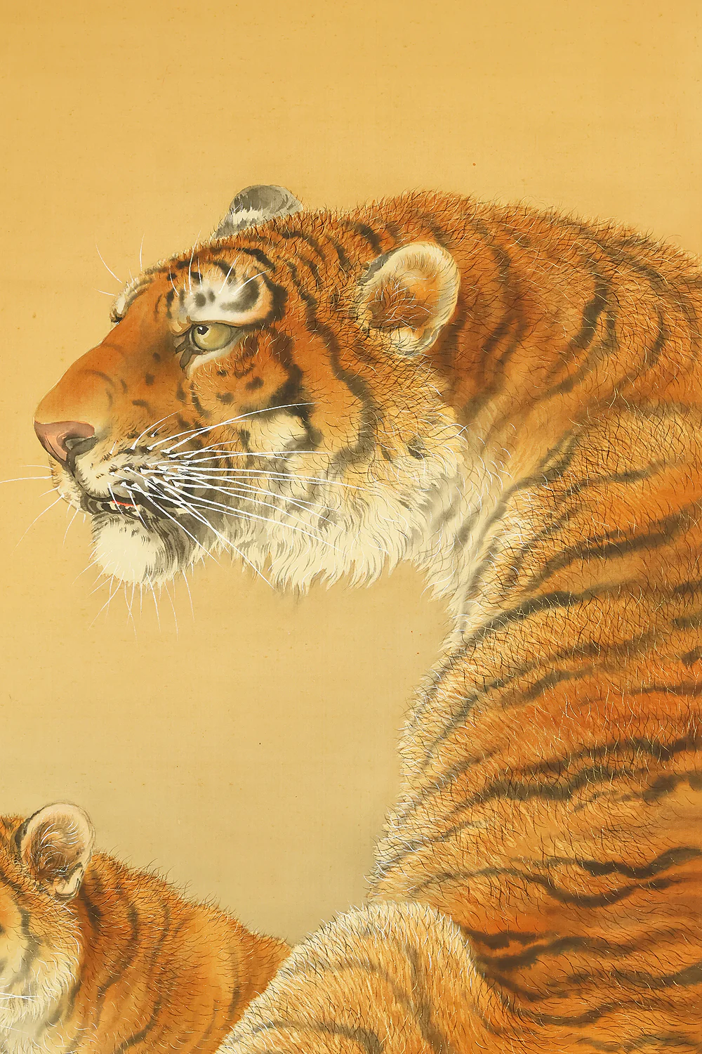 雲京 Unkyo Japanese art kakejiku kakemono wall hanging scroll / Relaxing Tiger Family RE506 - Image 5