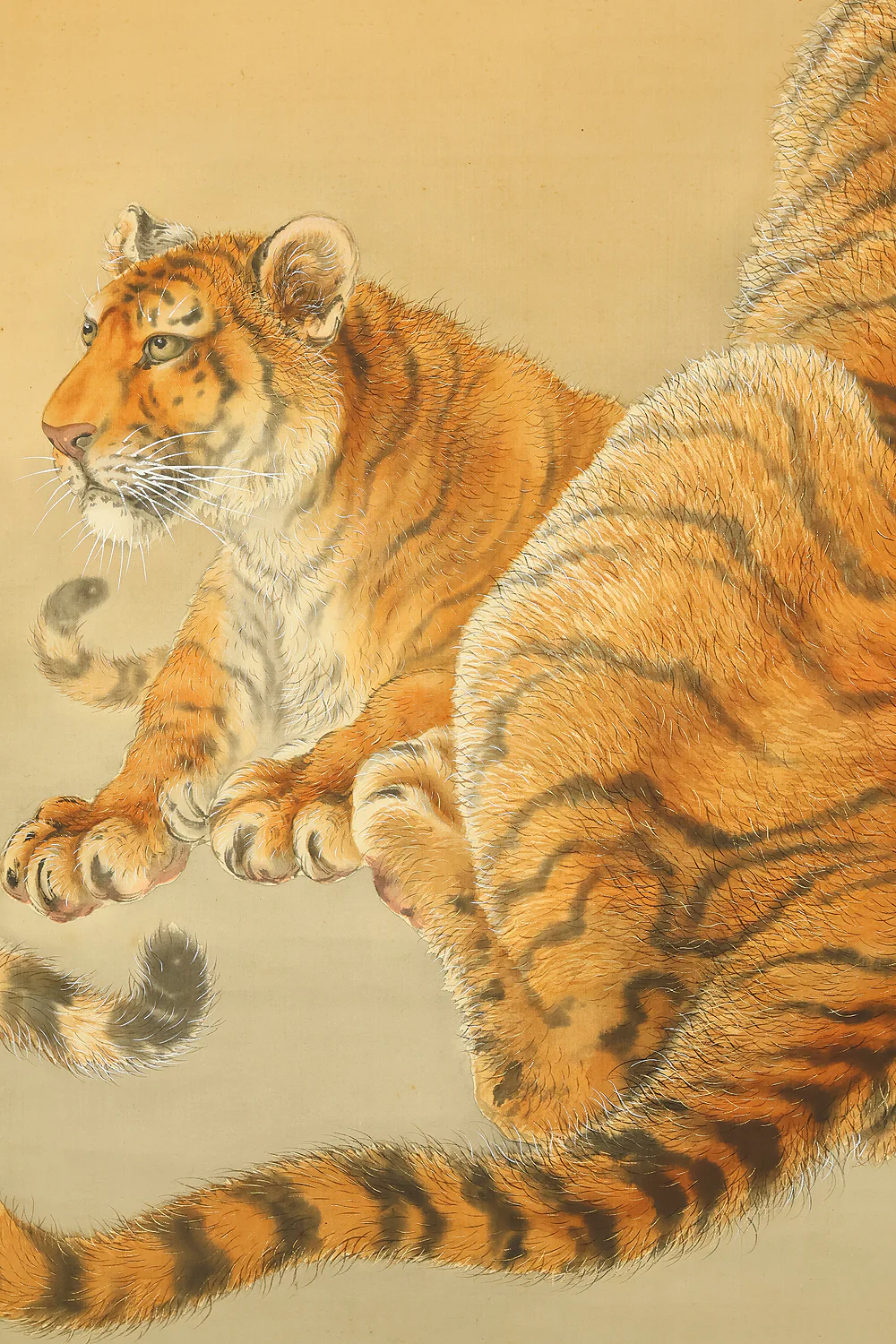 雲京 Unkyo Japanese art kakejiku kakemono wall hanging scroll / Relaxing Tiger Family RE506 - Image 9