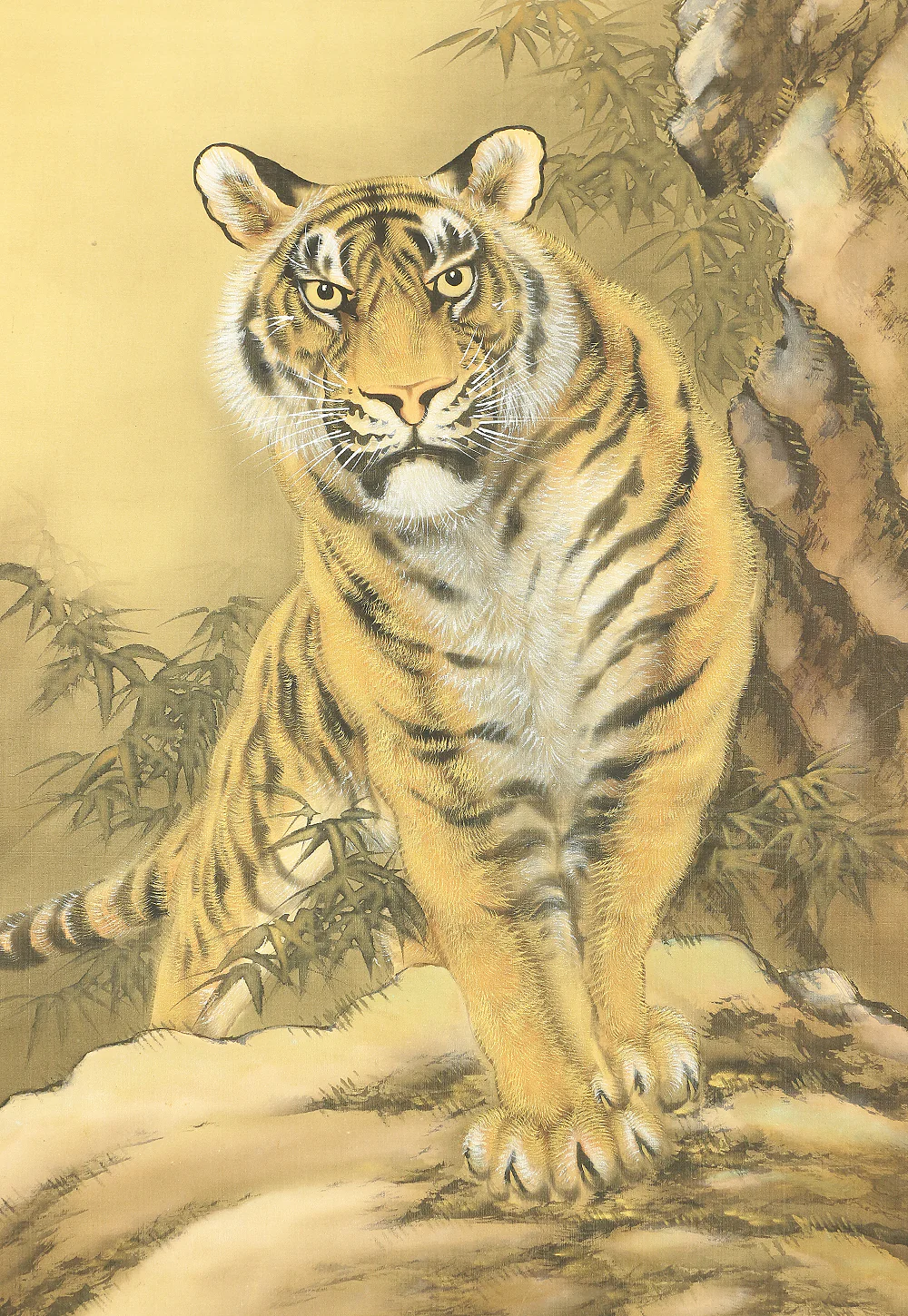 嘉彦 Yoshihiko Japanese art kakejiku kakemono wall hanging scroll / Tiger Standing on Rock and Bamboo RB515 - Image 6