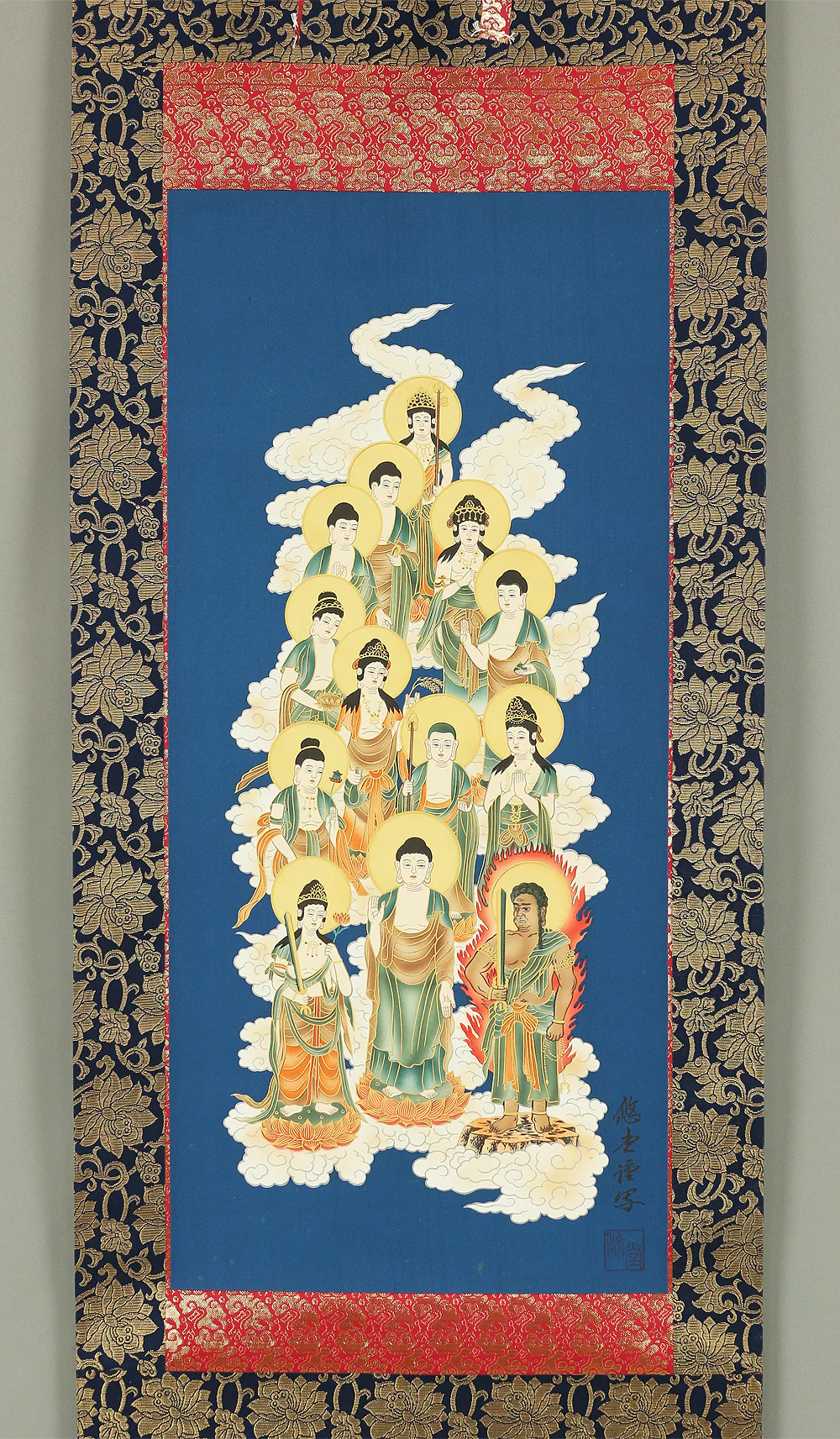 悠堂 YUDO Japanese art Buddhism kakejiku kakemono wall hanging scroll / Thirteen Buddhas & Bodhisattvas with Original Box W975