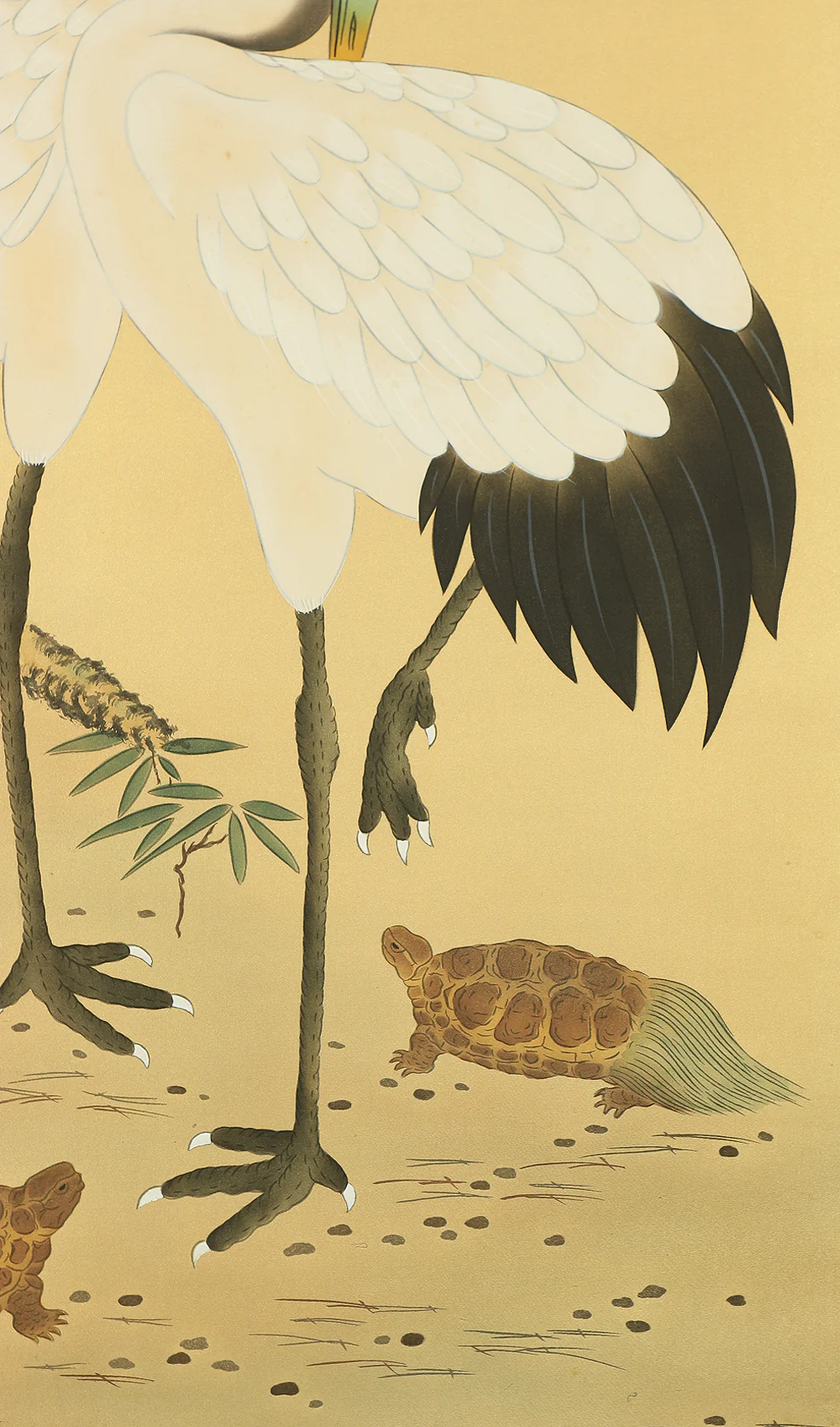 是幸 Zeko Japanese art kakejiku kakemono wall hanging scroll / Auspicious Painting - Rising Sun, Cranes, Turtles, Pine Bamboo Plum with Original Box (Tomobako) RC519 - Image 12