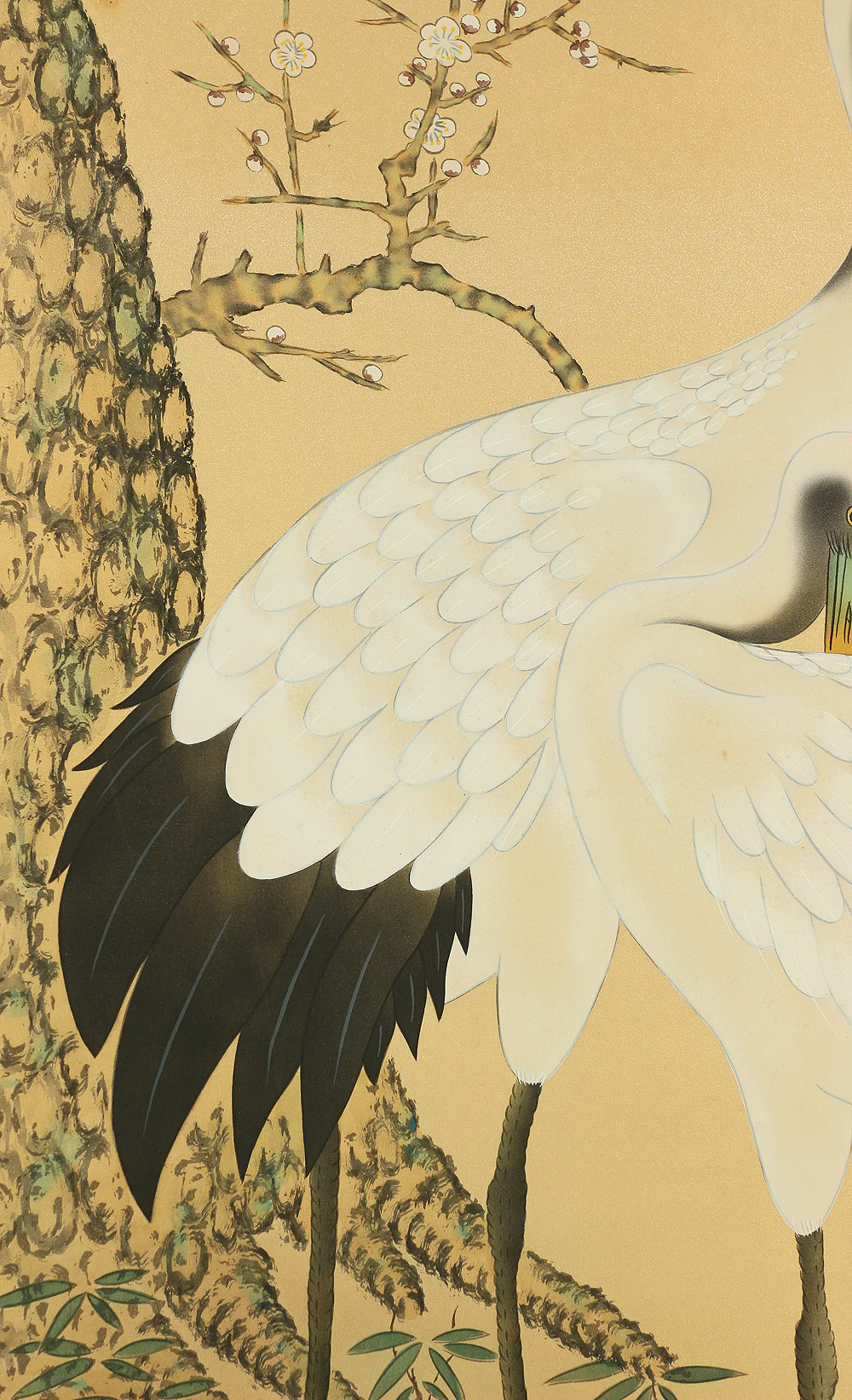 是幸 Zeko Japanese art kakejiku kakemono wall hanging scroll / Auspicious Painting - Rising Sun, Cranes, Turtles, Pine Bamboo Plum with Original Box (Tomobako) RC519 - Image 9