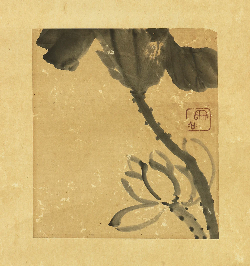 象谷 Zokoku Japanese antique art kakejiku kakemono wall hanging scroll / Lotus Flower A923 - Image 5