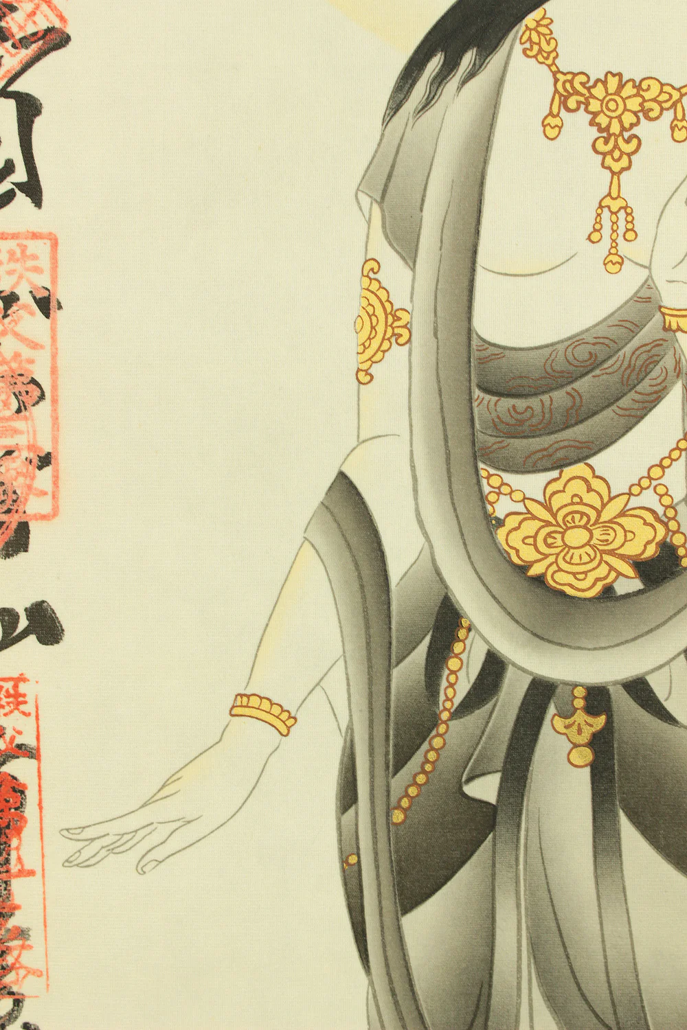 100 Kannon Pilgrimage (Bando 33, and Chichibu 34) 坂東三十三所, 秩父三十四所 - Kannon Pilgrimage Shokannon 聖観音 (Avalokitesvara Bodhisattva standing) / Japanese Buddhism art kakejiku kakemono wall hanging scroll RD680 - Image 10