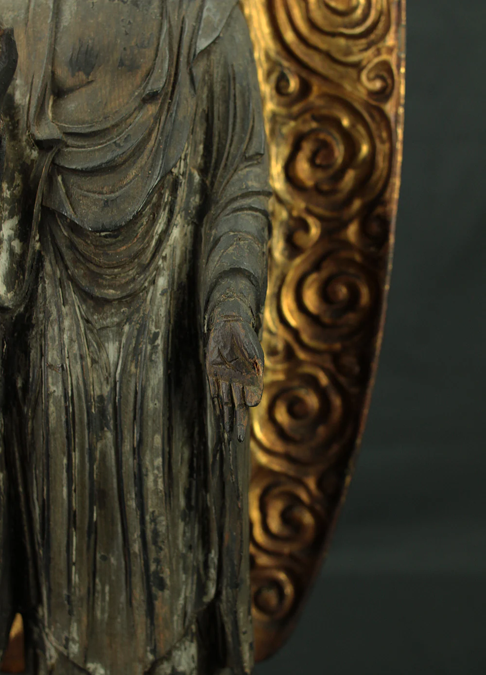 Amida Nyorai 阿弥陀如来 (Amitābha) 45.5cm Buddhism Gilt Lacquer Wooden Statue Sculpture VA822 - Image 17