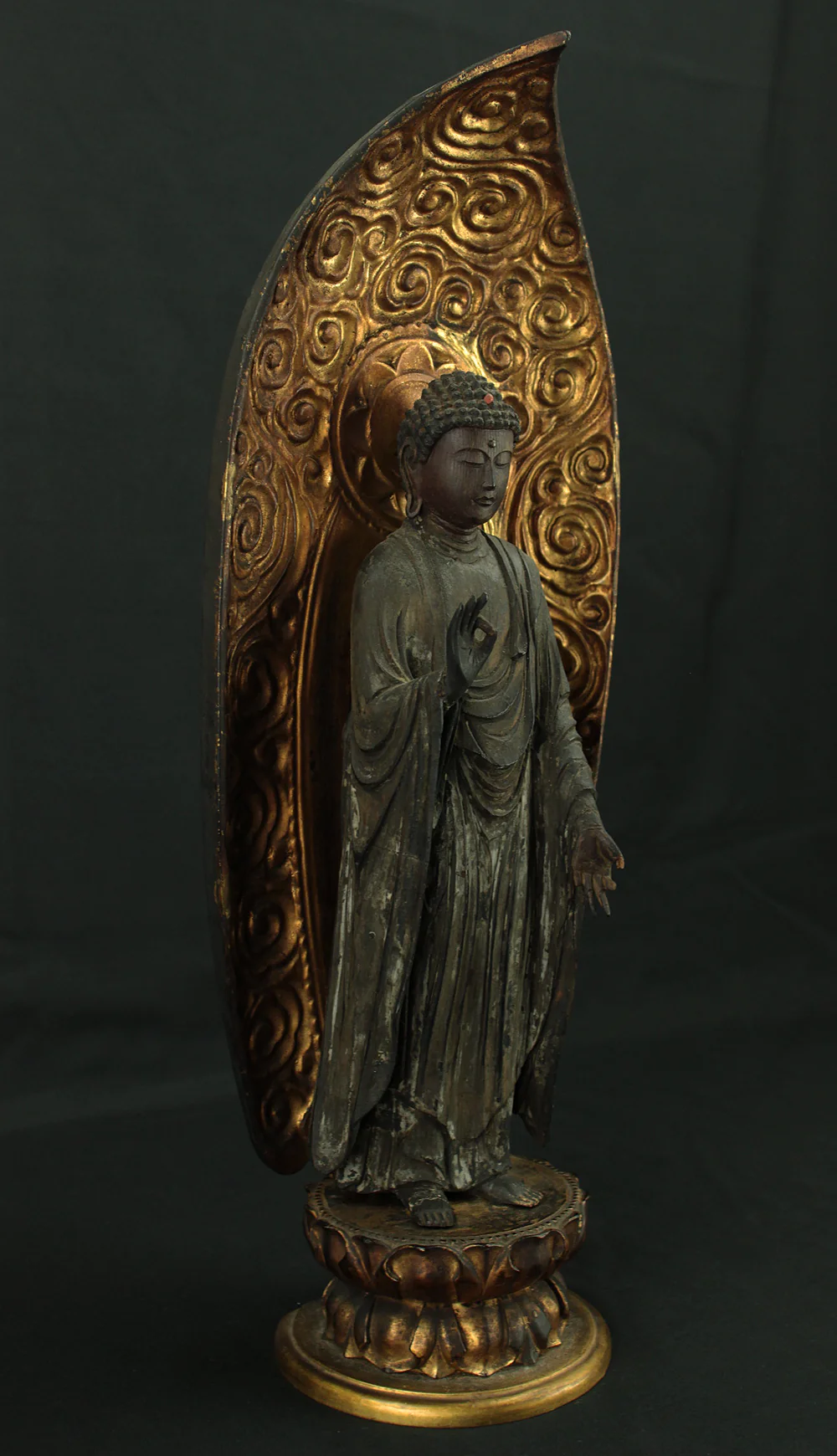Amida Nyorai 阿弥陀如来 (Amitābha) 45.5cm Buddhism Gilt Lacquer Wooden Statue Sculpture VA822 - Image 20