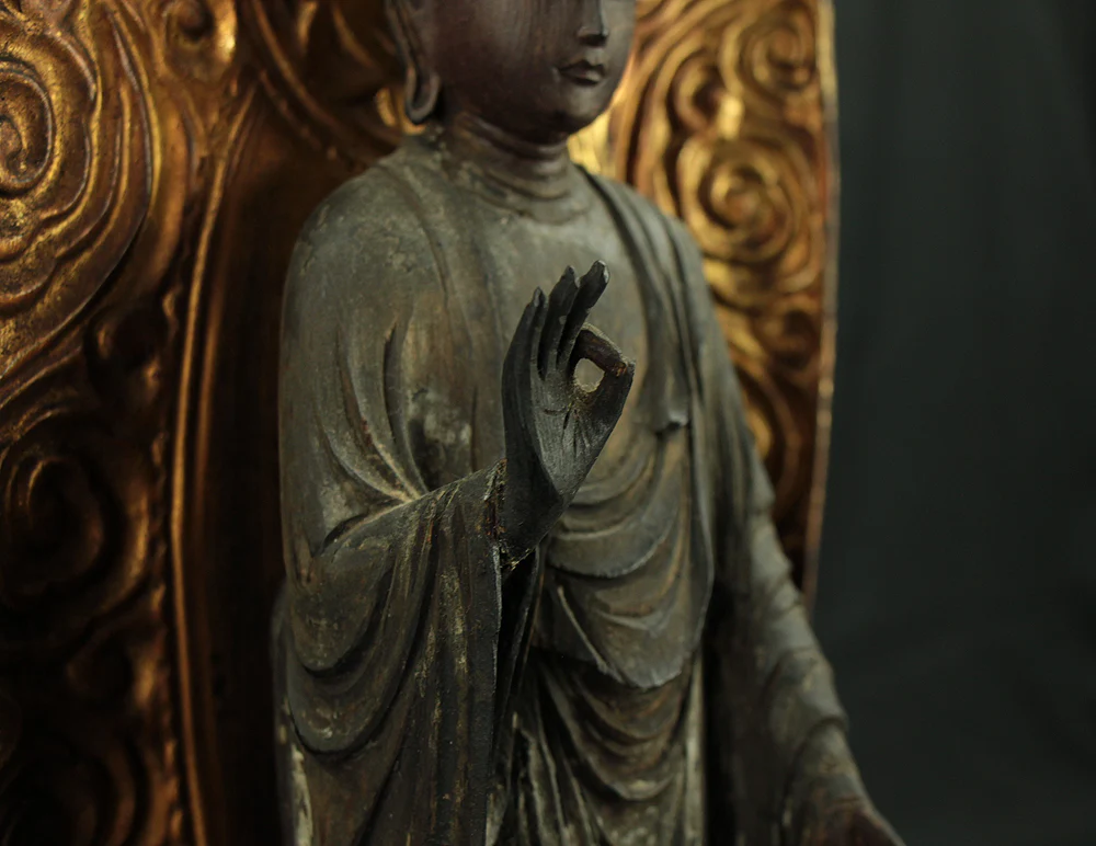 Amida Nyorai 阿弥陀如来 (Amitābha) 45.5cm Buddhism Gilt Lacquer Wooden Statue Sculpture VA822 - Image 22