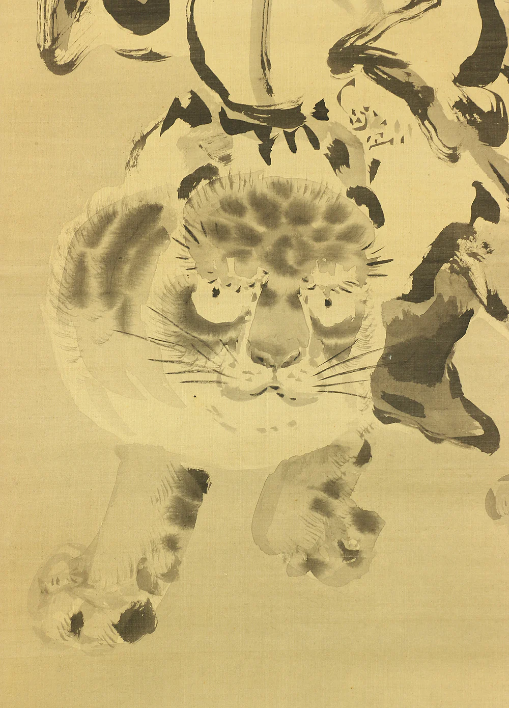 Attributed to 狩野栄川院典信 Kano Eisenin Michinobu (1730-1790) Japanese antique art kakejiku kakemono wall hanging scroll / Suiboku Ink Shōki (Zhong Kui) and Tiger with Box RC689 - Image 11
