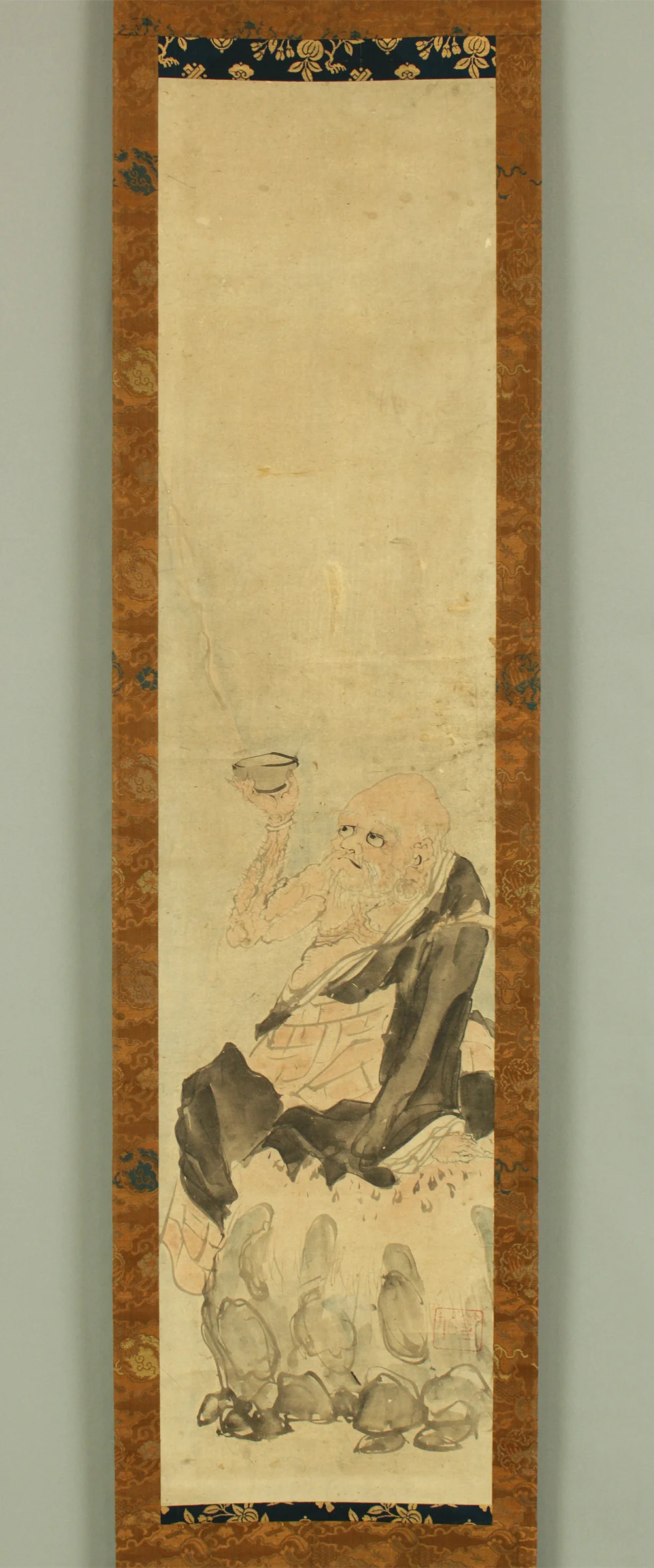 Attributed to 長谷川等伯 Hasegawa Tohaku (1539-1610) Japanese antique art Paired kakejiku kakemono wall hanging scroll / Dragons and Arhats with Box RD289 - Image 2
