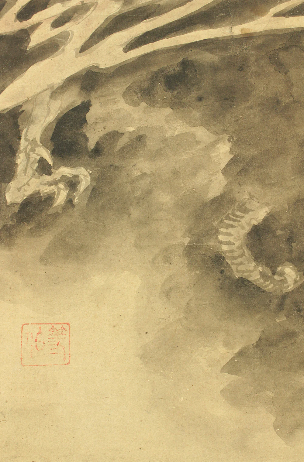Attributed to 長谷川等伯 Hasegawa Tohaku (1539-1610) Japanese antique art Paired kakejiku kakemono wall hanging scroll / Dragons and Arhats with Box RD289 - Image 22