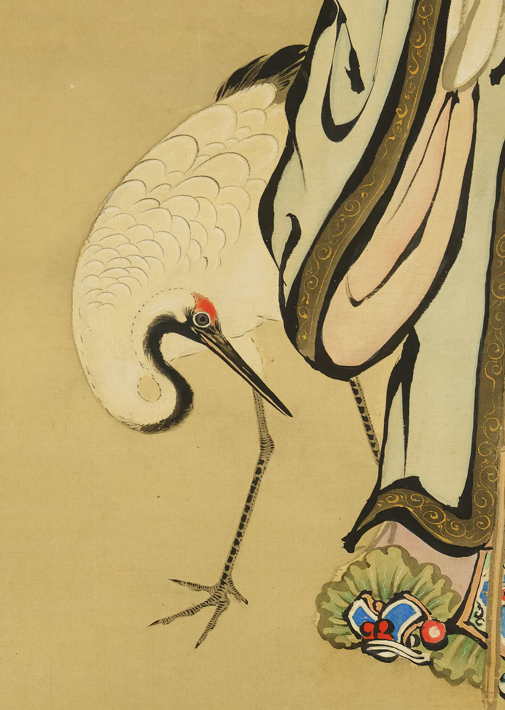 狩野融川 Kano Yusen (1778-1815) Japanese antique art kakejiku kakemono wall hanging scroll / Jurojin (God of longevity), Crane and Tortoise with Box RE682 - Image 11