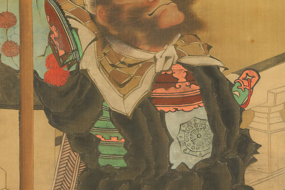 Attributed to 葛飾北斎 Katsushika Hokusai (1760-1849) Japanese antique art kakejiku kakemono wall hanging scroll / 武蔵坊弁慶 Musashibo Benkei Gazing up Moon and Smiling, Flying Bat with Double Box RE635 - Image 15