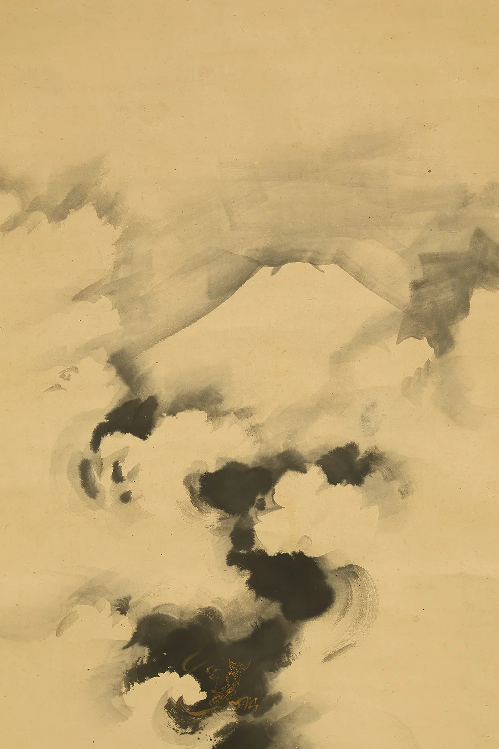 Attributed to 葛飾北斎 Katsushika Hokusai (1760-1849) Japanese antique art kakejiku kakemono wall hanging scroll / Suiboku Ink Dragon Crossing Over Mount Fuji RE409 - Image 5