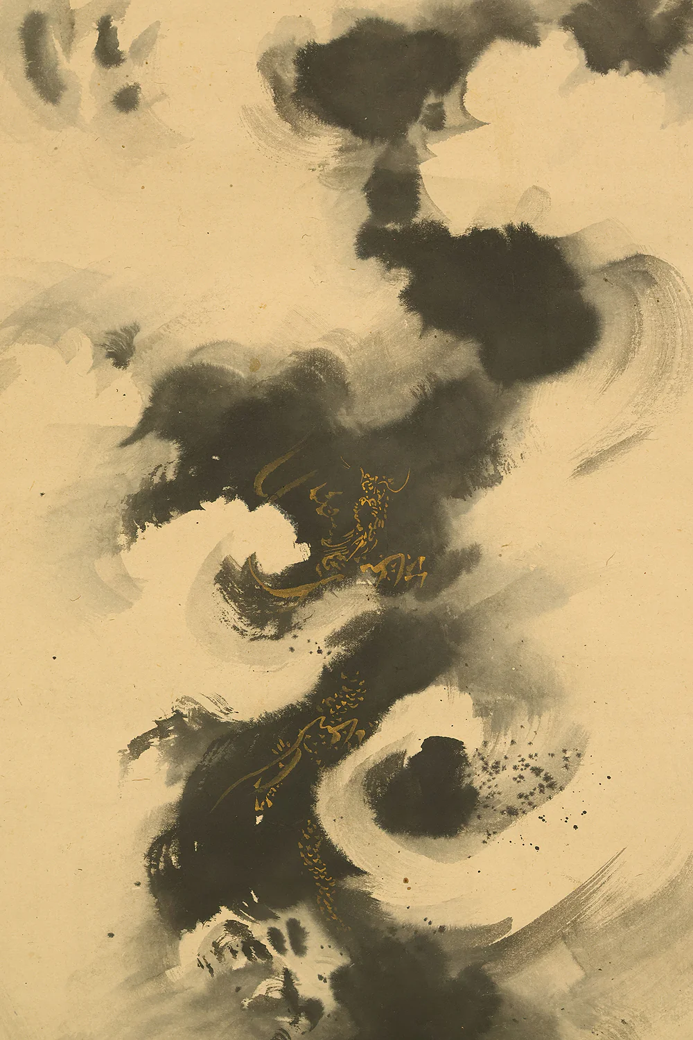 Attributed to 葛飾北斎 Katsushika Hokusai (1760-1849) Japanese antique art kakejiku kakemono wall hanging scroll / Suiboku Ink Dragon Crossing Over Mount Fuji RE409 - Image 8