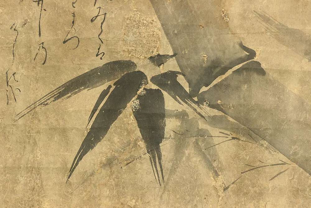 Attributed to 松尾芭蕉 Matsuo Basho (1644-1694) Japanese antique art kakejiku kakemono wall hanging scroll / Bamboo and Hiku Poet たわみては～ RB608 - Image 7