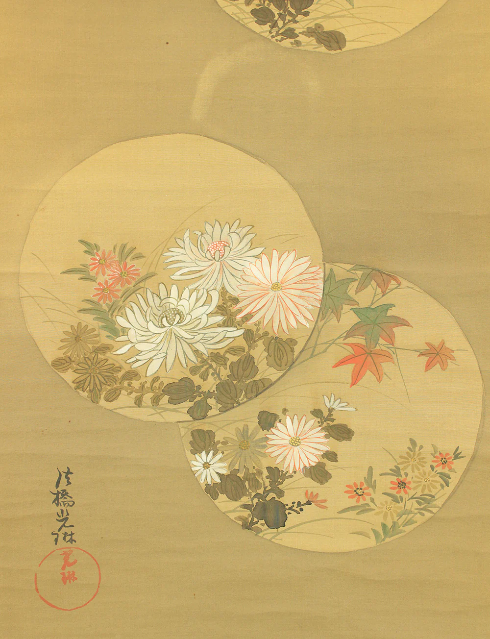 Attributed to 尾形光琳 Ogata Korin (1658-1716) Japanese antique art kakejiku kakemono wall hanging scroll / Cranes, Chrysanthemums, and Nandina with Original Double Box (Tomobako) RD432 - Image 13