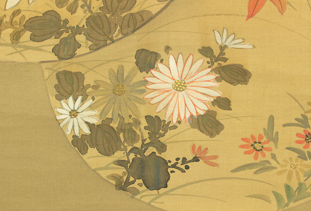 Attributed to 尾形光琳 Ogata Korin (1658-1716) Japanese antique art kakejiku kakemono wall hanging scroll / Cranes, Chrysanthemums, and Nandina with Original Double Box (Tomobako) RD432 - Image 16