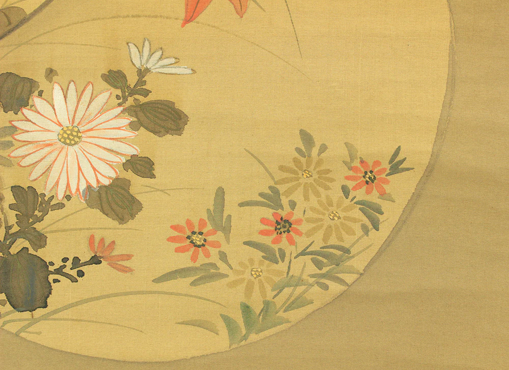 Attributed to 尾形光琳 Ogata Korin (1658-1716) Japanese antique art kakejiku kakemono wall hanging scroll / Cranes, Chrysanthemums, and Nandina with Original Double Box (Tomobako) RD432 - Image 17