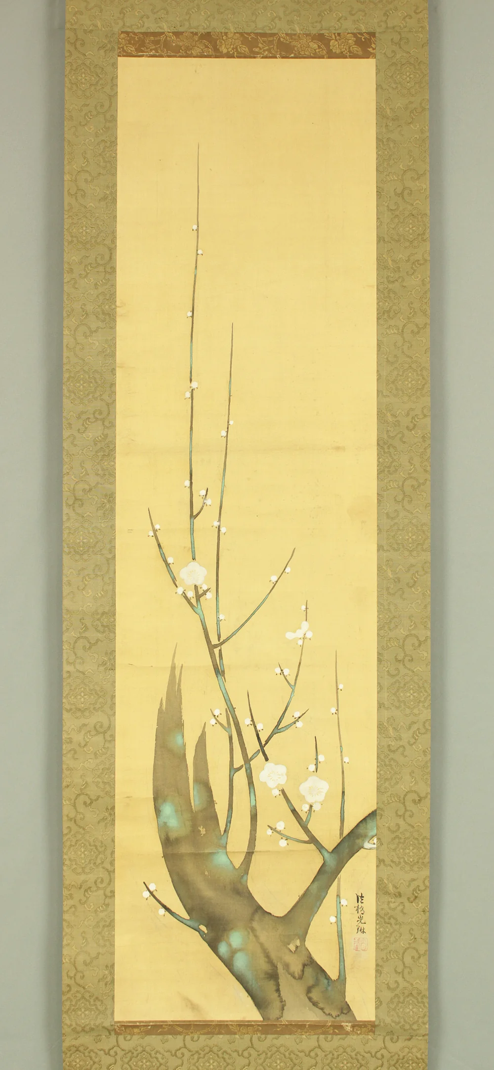 Attributed to 尾形光琳 Ogata Korin (1658-1716) Japanese antique art kakejiku kakemono wall hanging scroll / White Plum Tree with Box RD258