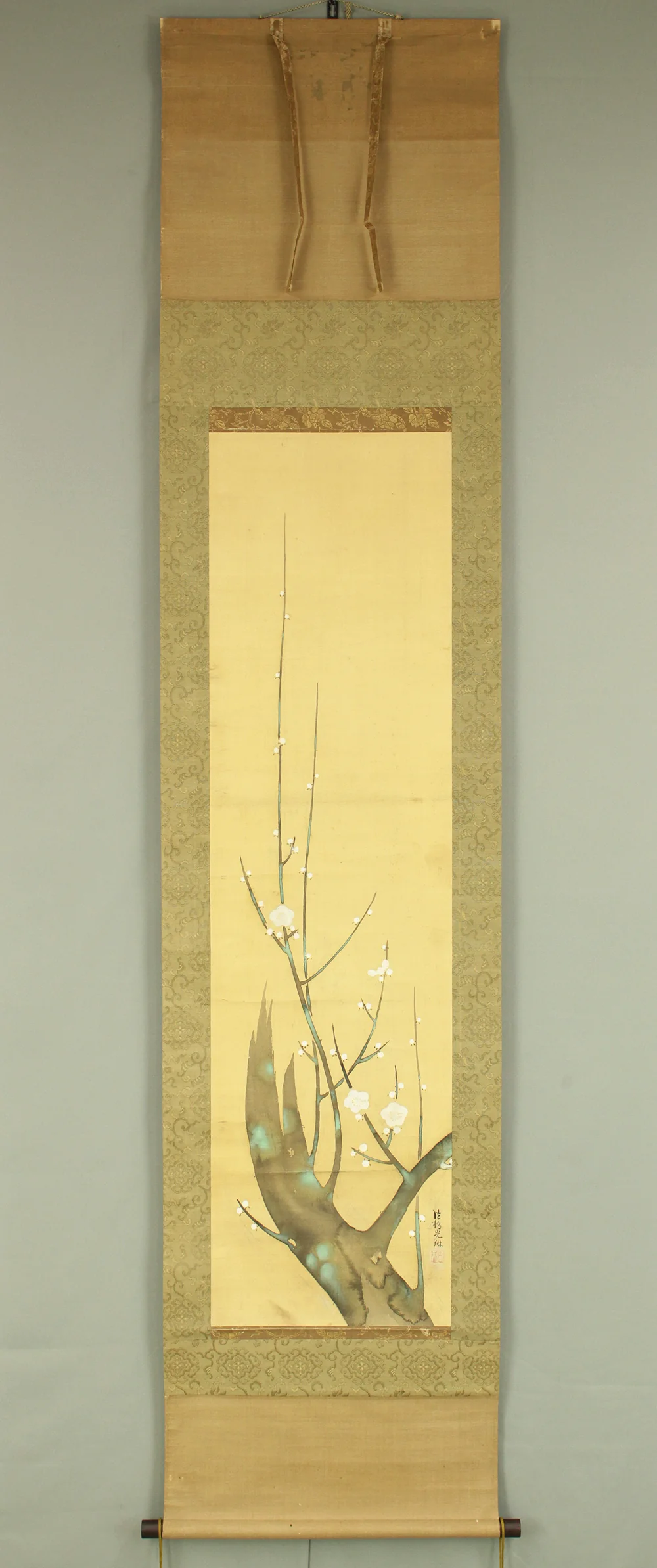 Attributed to 尾形光琳 Ogata Korin (1658-1716) Japanese antique art kakejiku kakemono wall hanging scroll / White Plum Tree with Box RD258 - Image 2