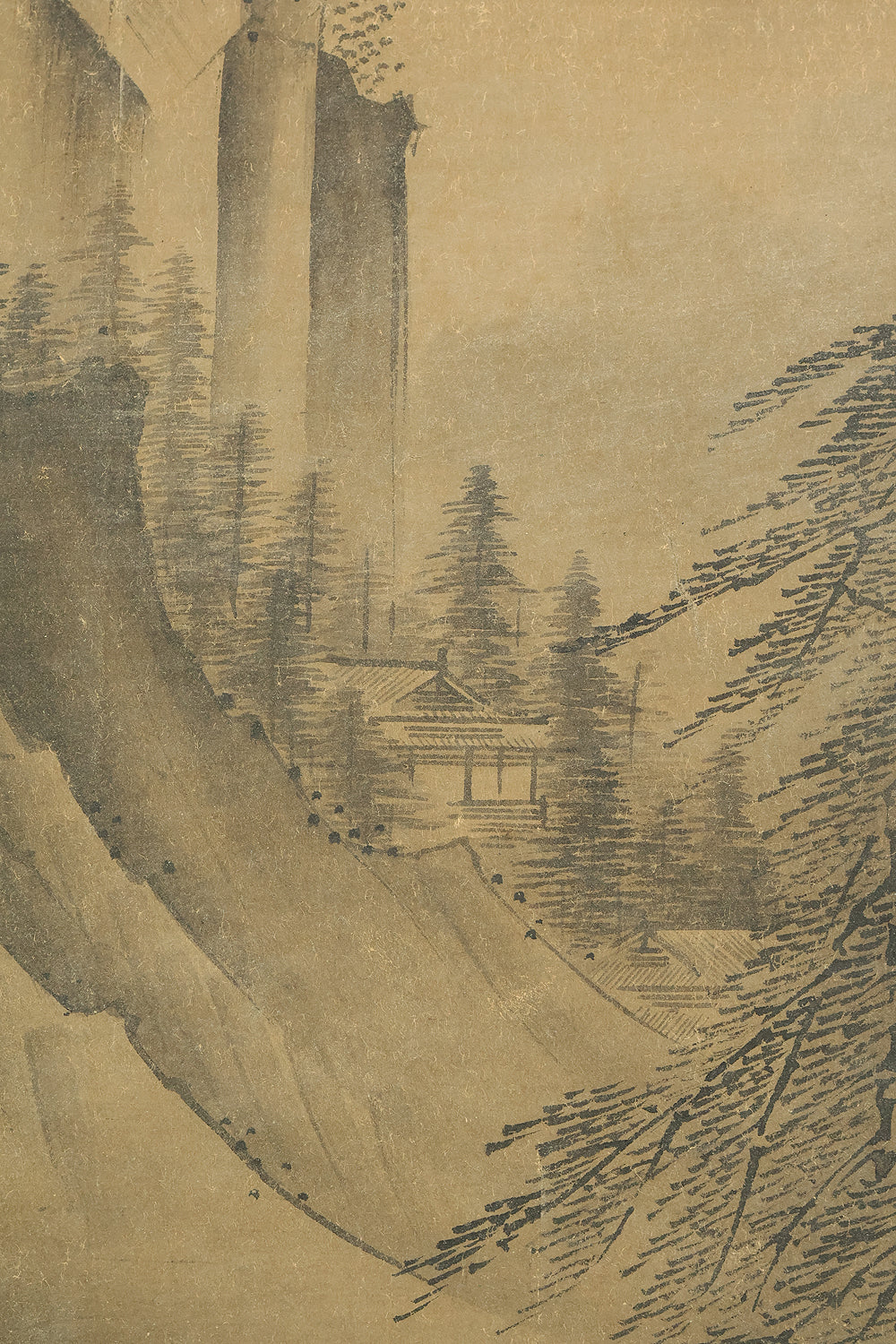 Attributed to 雪舟等楊 Sesshu Toyo (1420-1506) Japanese antique art a set of three kakejiku kakemono wall hanging scrolls / Broken Ink Landscape (Haboku Sansui) Suiboku Ink Landscape Mountains Rivers and Three Wise Men with Appraised Box RE445 - Image 10