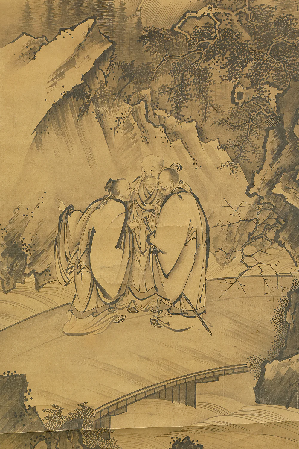 Attributed to 雪舟等楊 Sesshu Toyo (1420-1506) Japanese antique art a set of three kakejiku kakemono wall hanging scrolls / Broken Ink Landscape (Haboku Sansui) Suiboku Ink Landscape Mountains Rivers and Three Wise Men with Appraised Box RE445 - Image 32