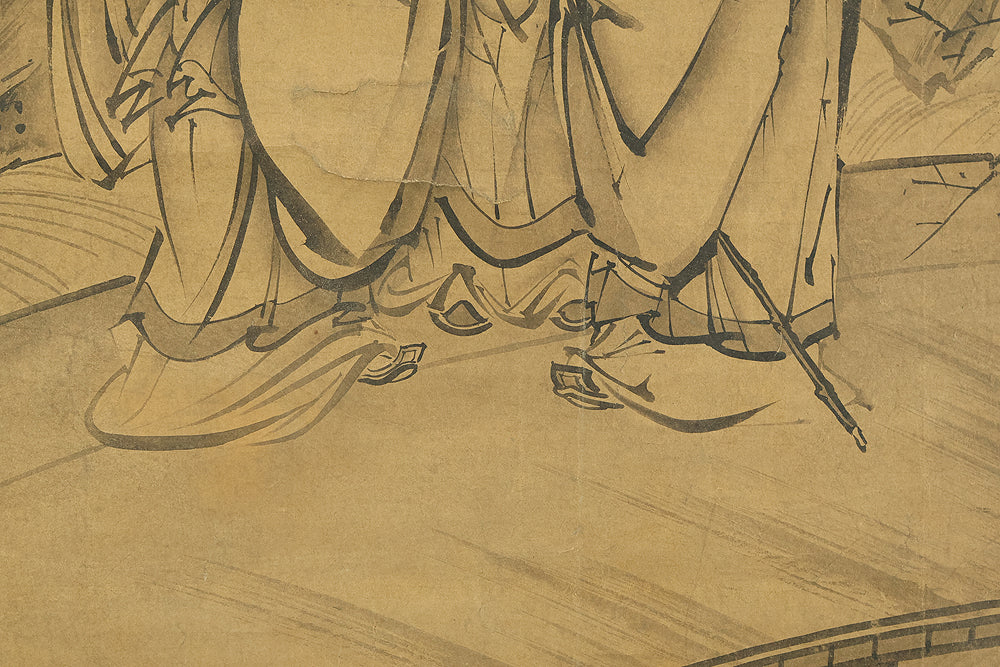 Attributed to 雪舟等楊 Sesshu Toyo (1420-1506) Japanese antique art a set of three kakejiku kakemono wall hanging scrolls / Broken Ink Landscape (Haboku Sansui) Suiboku Ink Landscape Mountains Rivers and Three Wise Men with Appraised Box RE445 - Image 39