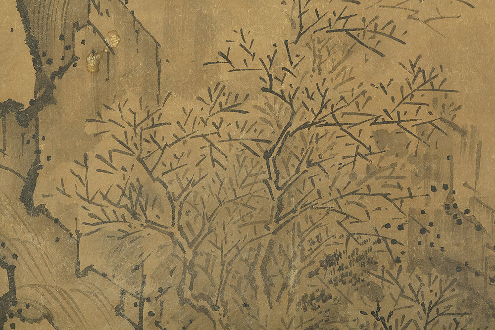 Attributed to 雪舟等楊 Sesshu Toyo (1420-1506) Japanese antique art a set of three kakejiku kakemono wall hanging scrolls / Broken Ink Landscape (Haboku Sansui) Suiboku Ink Landscape Mountains Rivers and Three Wise Men with Appraised Box RE445 - Image 55