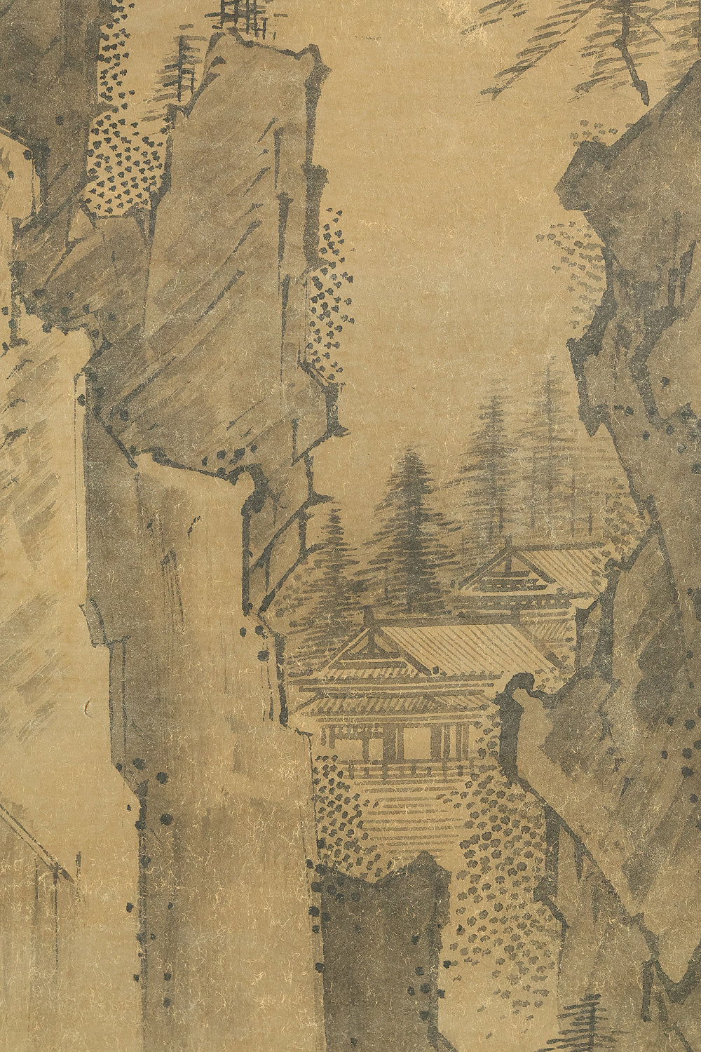 Attributed to 雪舟等楊 Sesshu Toyo (1420-1506) Japanese antique art a set of three kakejiku kakemono wall hanging scrolls / Broken Ink Landscape (Haboku Sansui) Suiboku Ink Landscape Mountains Rivers and Three Wise Men with Appraised Box RE445 - Image 7