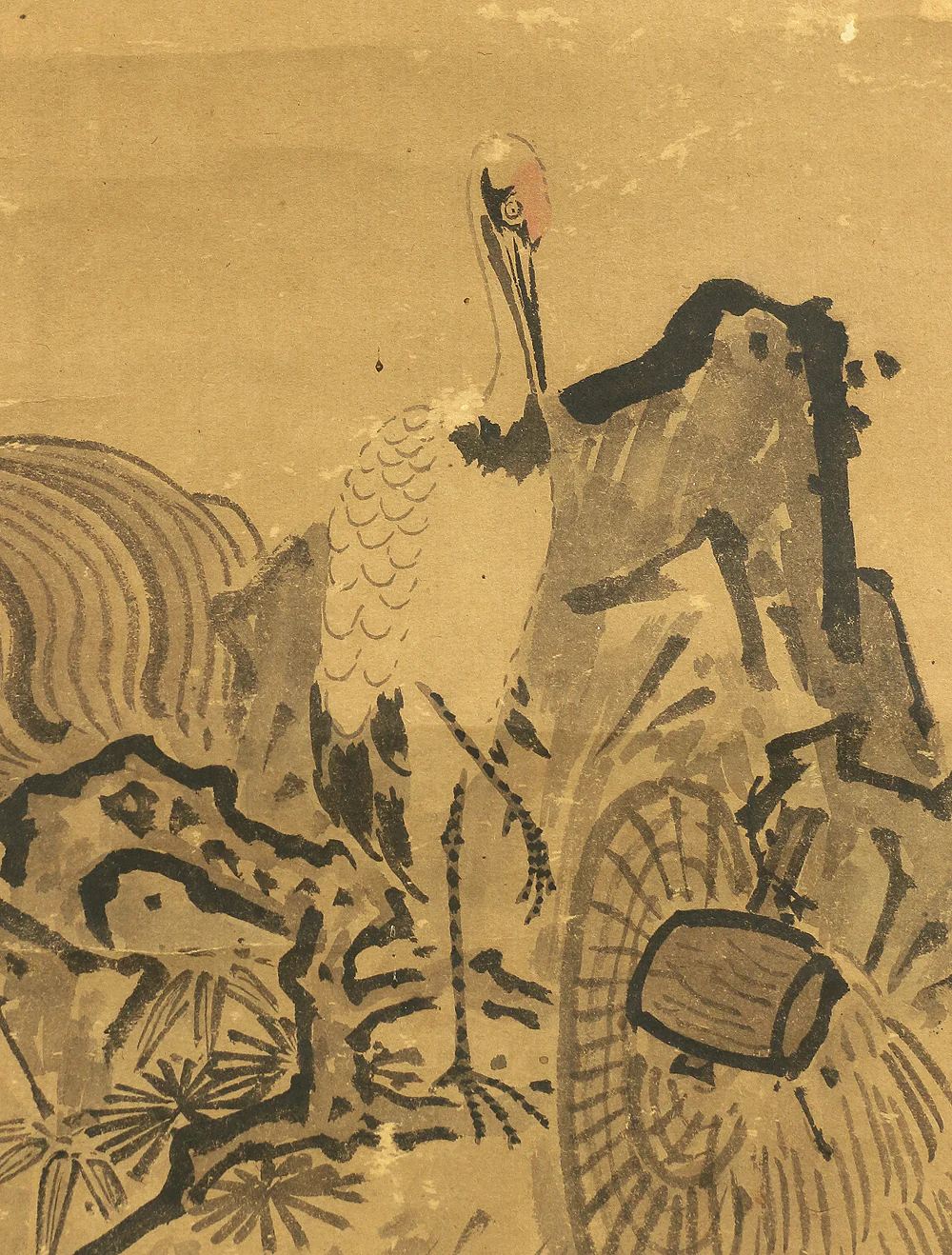 Attributed to 雪舟等楊 Sesshu Toyo (1420-1506) Japanese antique art kakejiku kakemono wall hanging scroll / Mount Horai on Back of Sacred Turtle, Crane and Pine Bamboo Plum RC418 - Image 7
