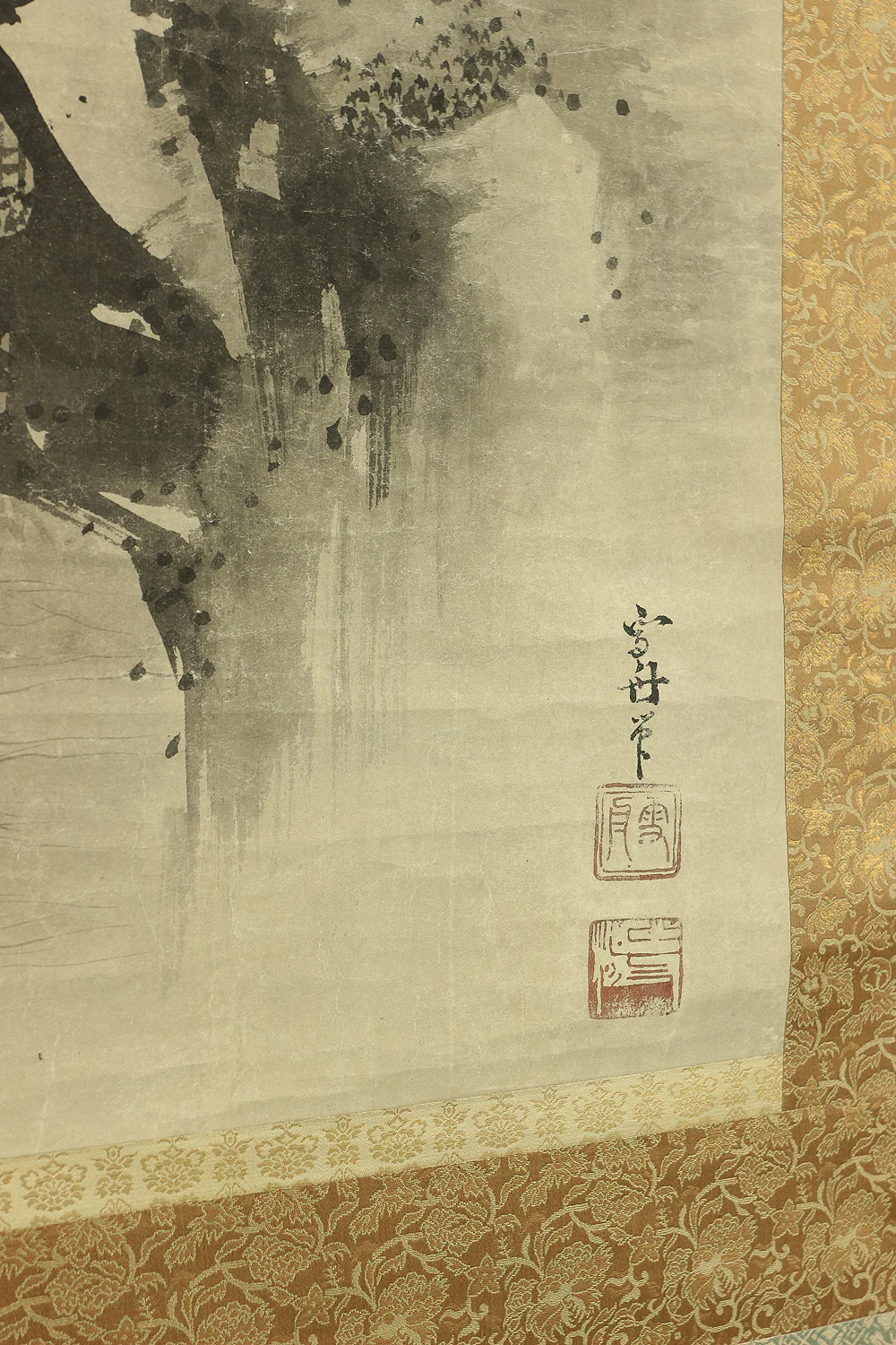 Attributed to 雪舟等楊 Sesshu Toyo (1420-1506) Japanese antique art kakejiku kakemono wall hanging scroll / Suiboku Ink Landscape Mountains Rivers Castles with Box RC457 - Image 20
