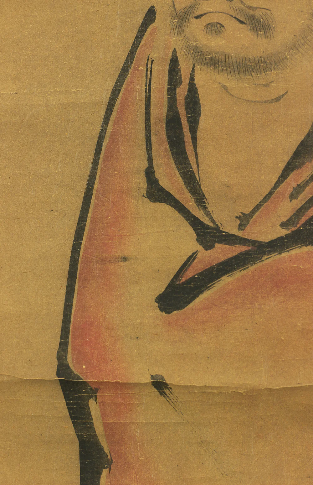 Attributed to 雪舟等楊 Sesshu Toyo (1420-1506) Japanese antique art kakejiku kakemono wall hanging scroll / 蘆葉赤衣達磨 Royo Red Daruma (Red Bodhidharma on Reed) RC195 - Image 10