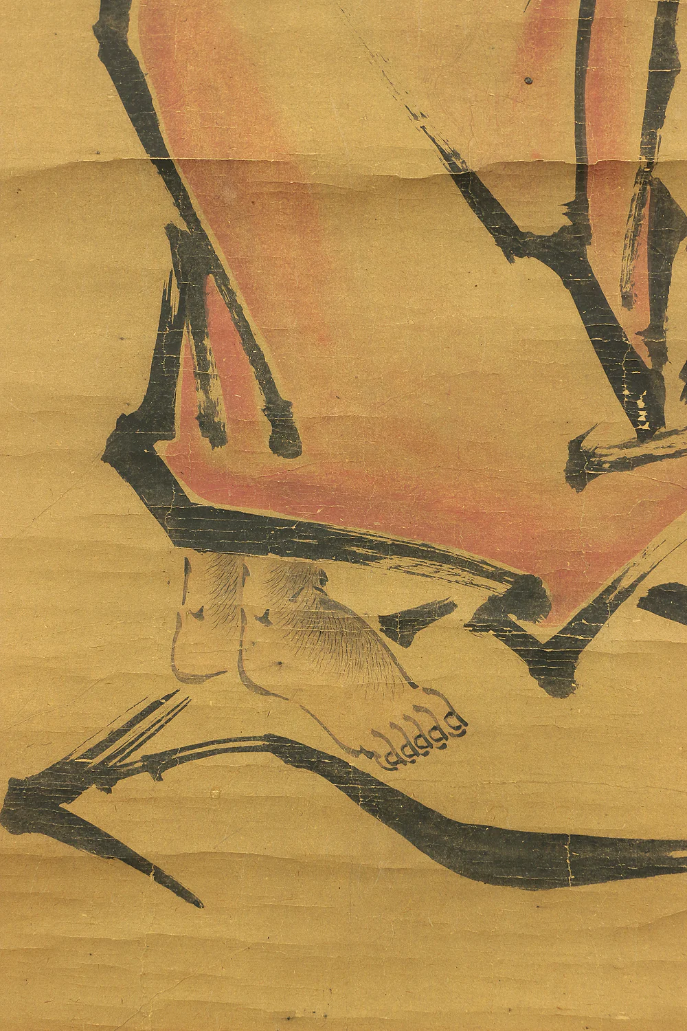 Attributed to 雪舟等楊 Sesshu Toyo (1420-1506) Japanese antique art kakejiku kakemono wall hanging scroll / 蘆葉赤衣達磨 Royo Red Daruma (Red Bodhidharma on Reed) RC195 - Image 12