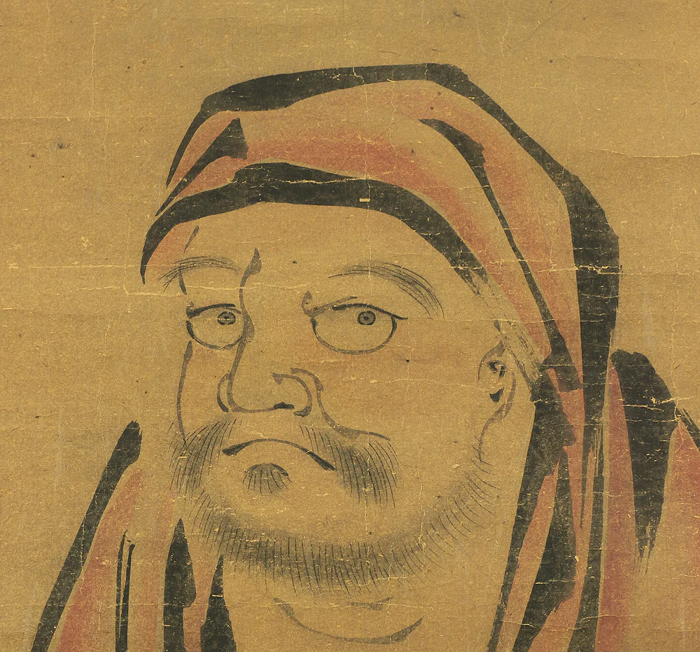 Attributed to 雪舟等楊 Sesshu Toyo (1420-1506) Japanese antique art kakejiku kakemono wall hanging scroll / 蘆葉赤衣達磨 Royo Red Daruma (Red Bodhidharma on Reed) RC195 - Image 8