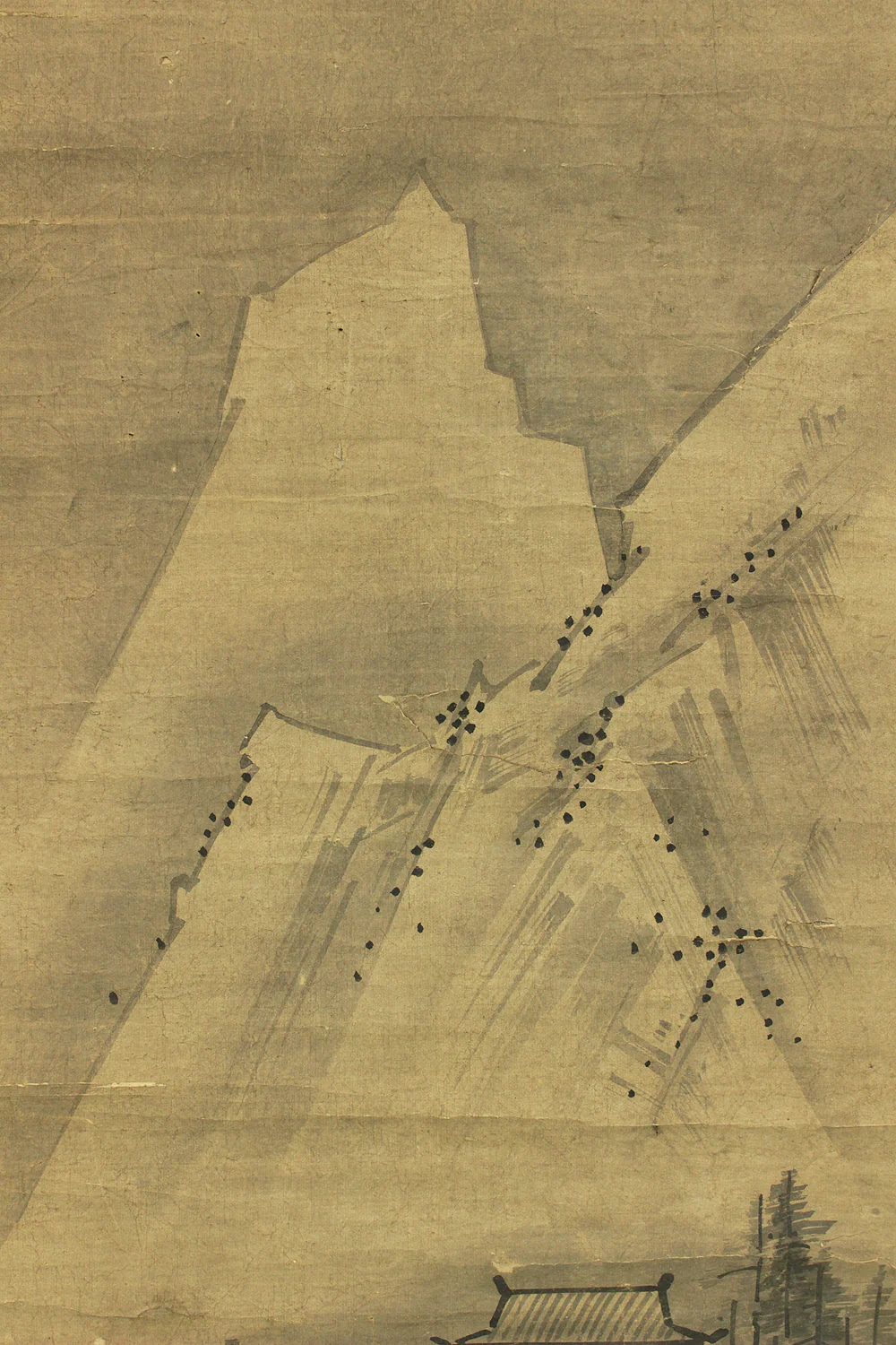 Attributed to 雪舟等楊 Sesshu Toyo (1420-1506) Japanese antique art kakejiku kakemono wall hanging scroll / Broken Ink Landscape (Haboku Sansui) with Box RD107 - Image 5