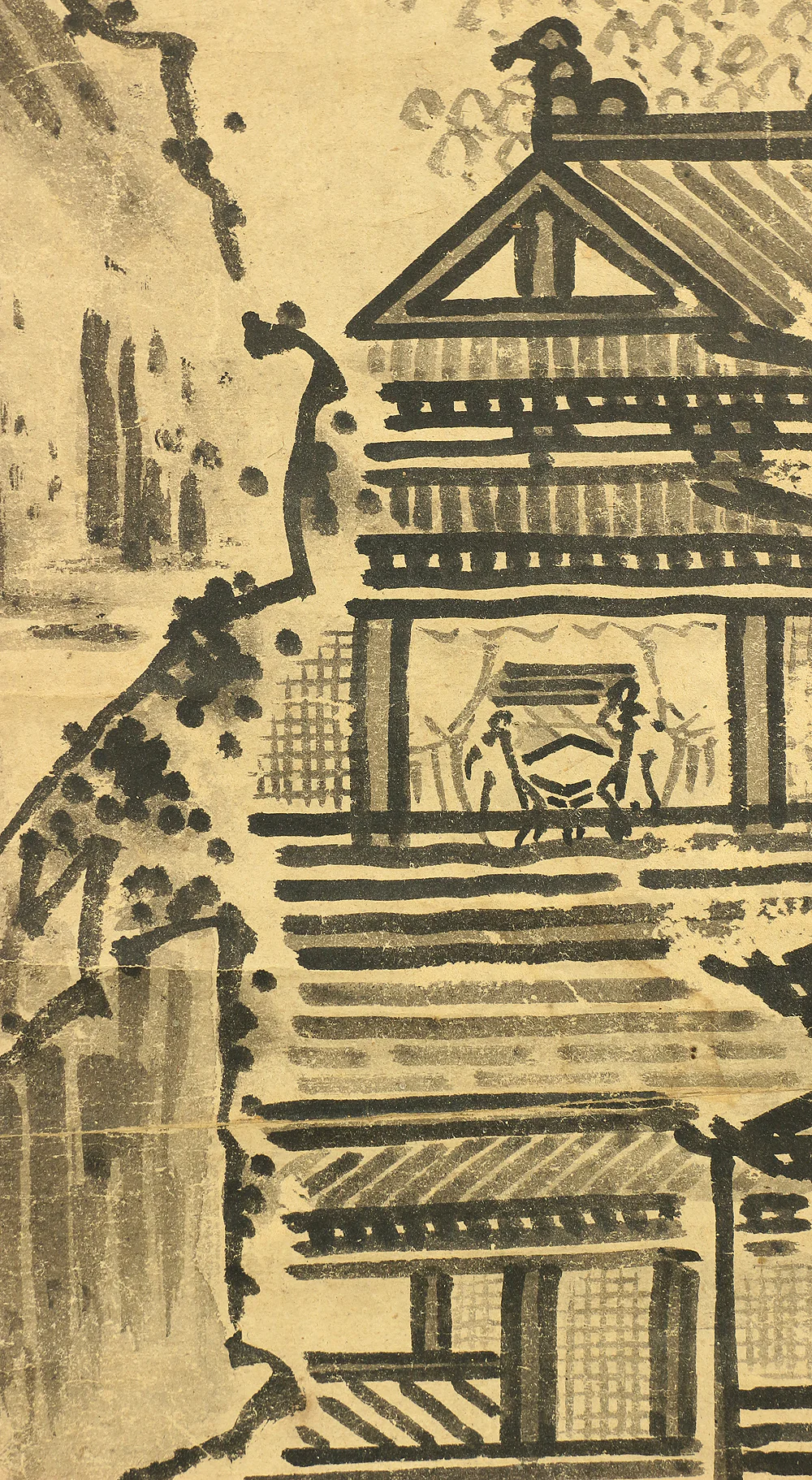 Attributed to 雪村周継 Sesson Shukei (b1504) Japanese antique art kakejiku kakemono wall hanging scroll / Broken Ink Landscape (Haboku Sansui), Beauty of the Blank RC728 - Image 13