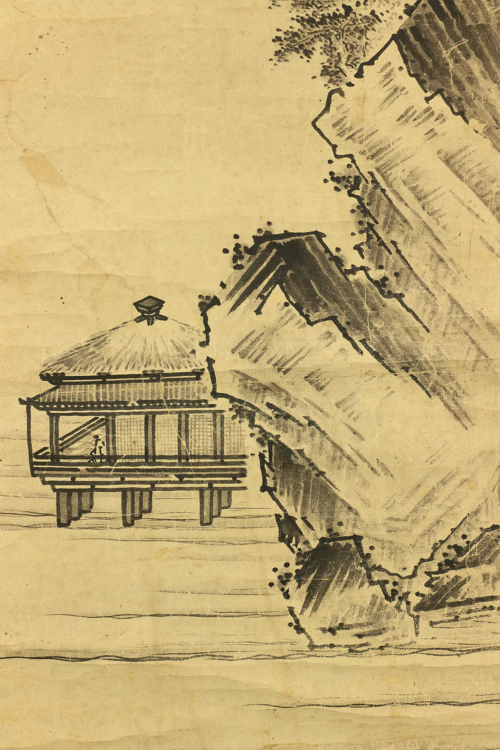 Attributed to 雪村周継 Sesson Shukei (b1504) Japanese antique art kakejiku kakemono wall hanging scroll / Broken Ink Landscape (Haboku Sansui), Beauty of the Blank RC728 - Image 15